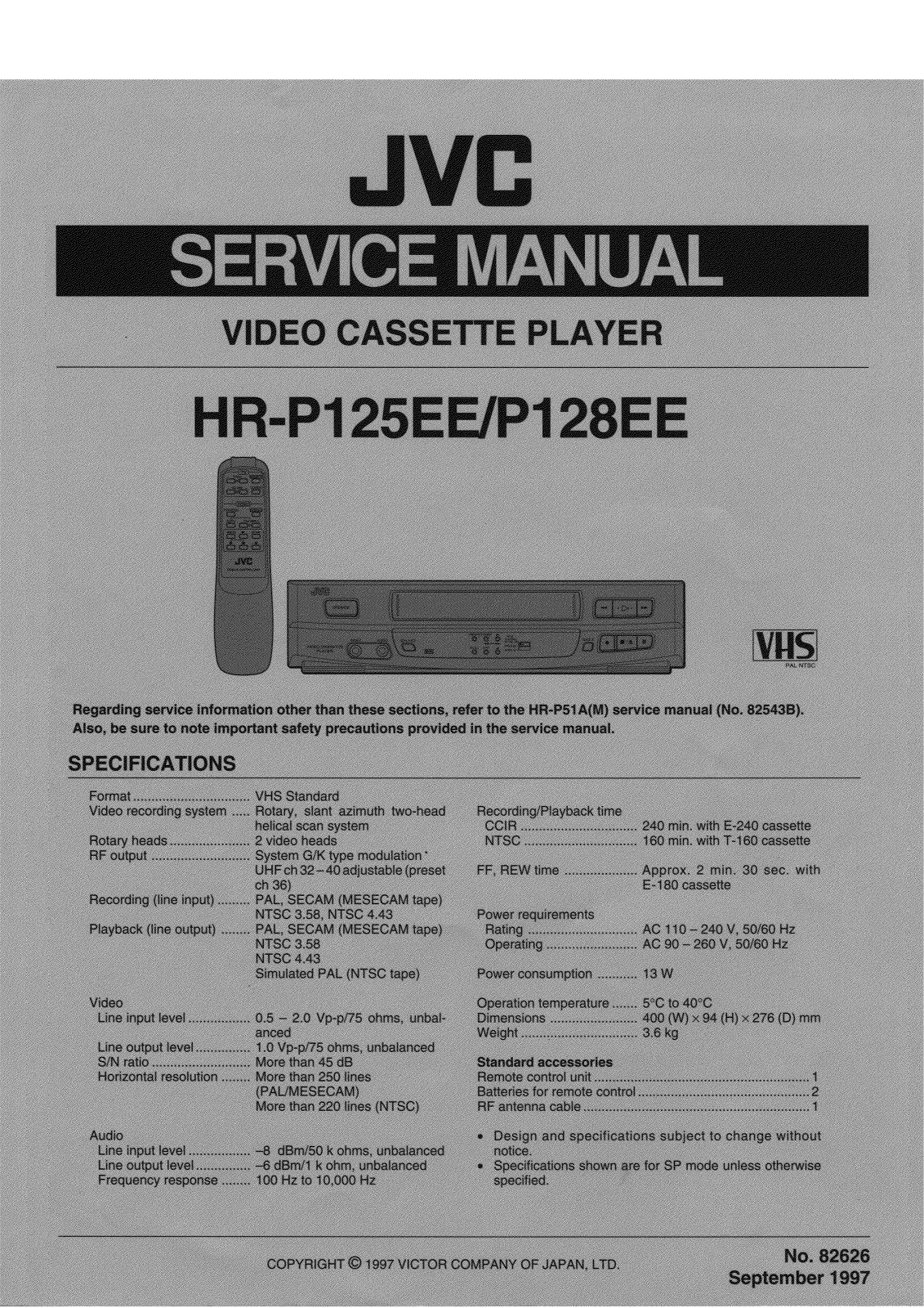 JVC HR-P125EE, HR-P128EE Service Manual