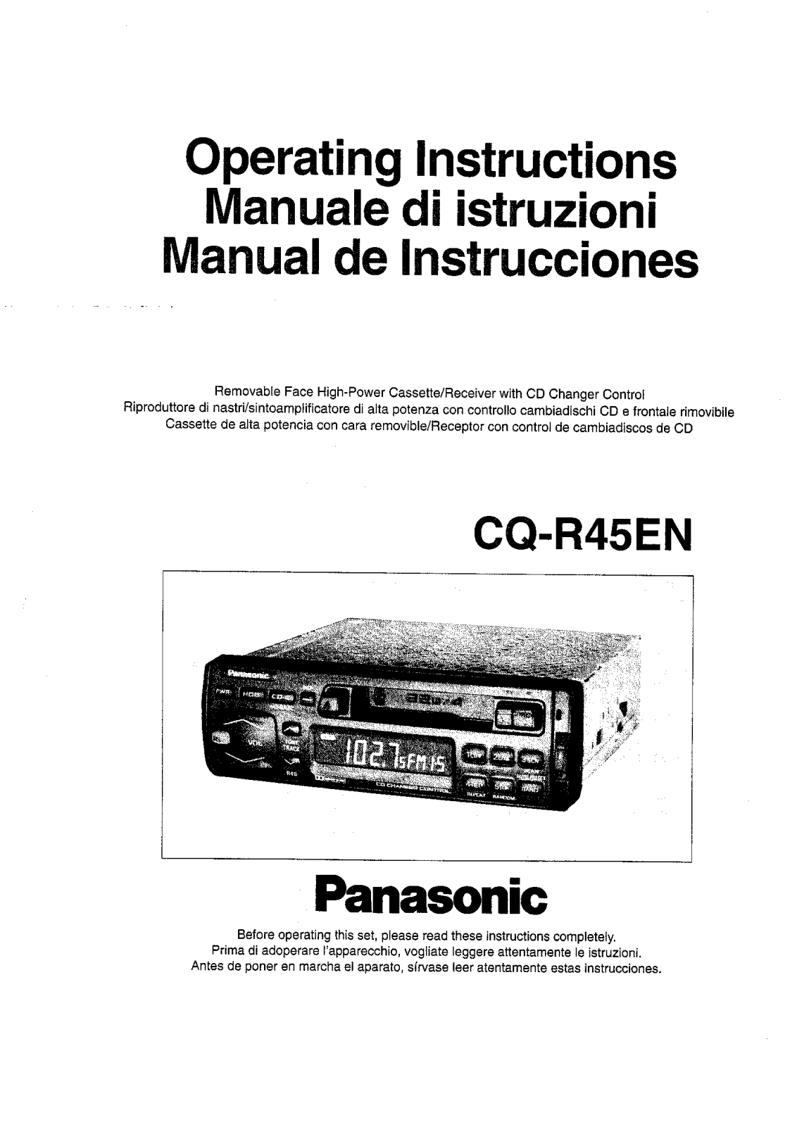 Panasonic CQ-R45EN Operating Instructions