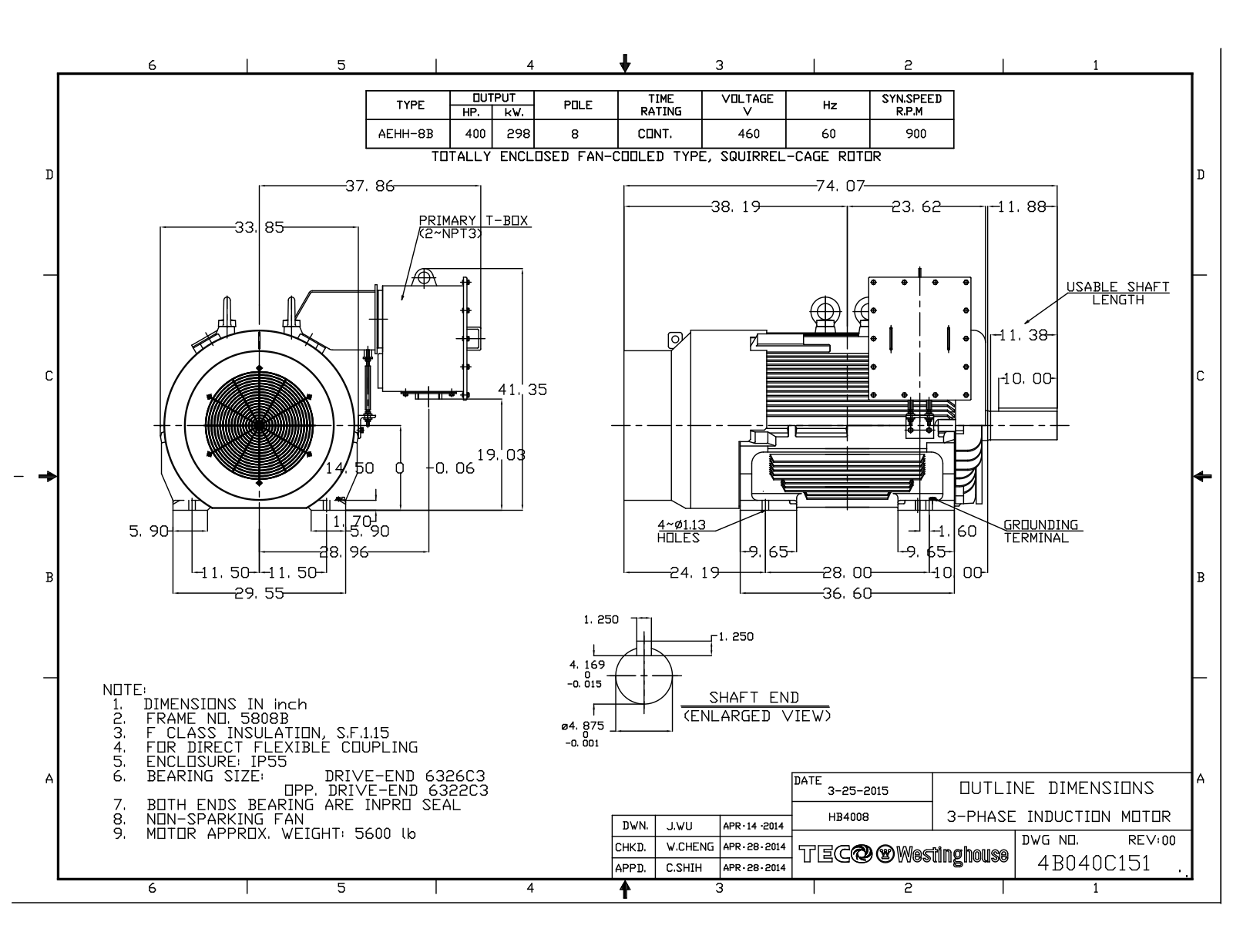Datasheet HB4008 Reference Drawing (Teco) - ManualMachine.com