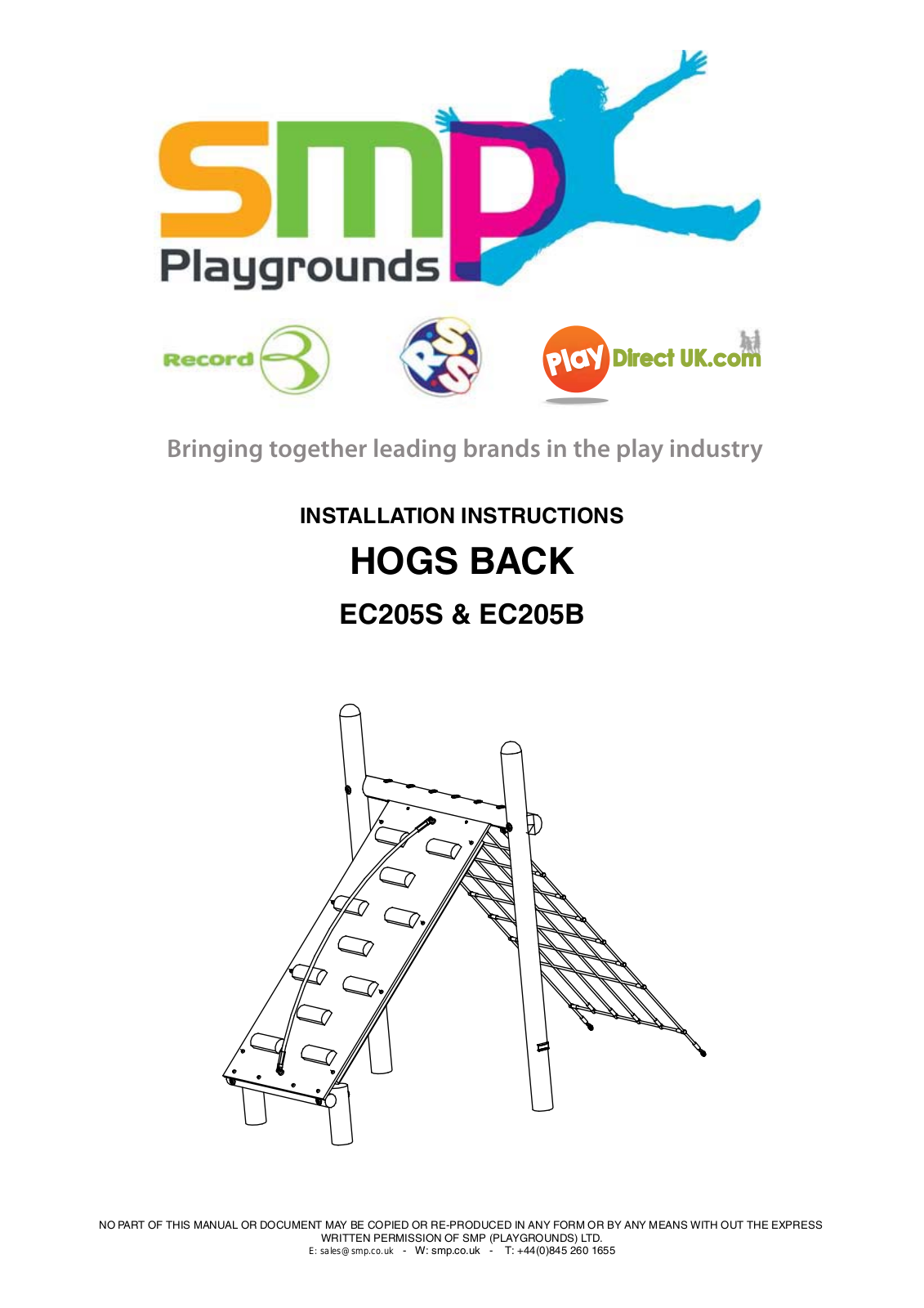 SMP Playgrounds HOGS BACK EC205S, HOGS BACK EC205B Installation Instructions Manual