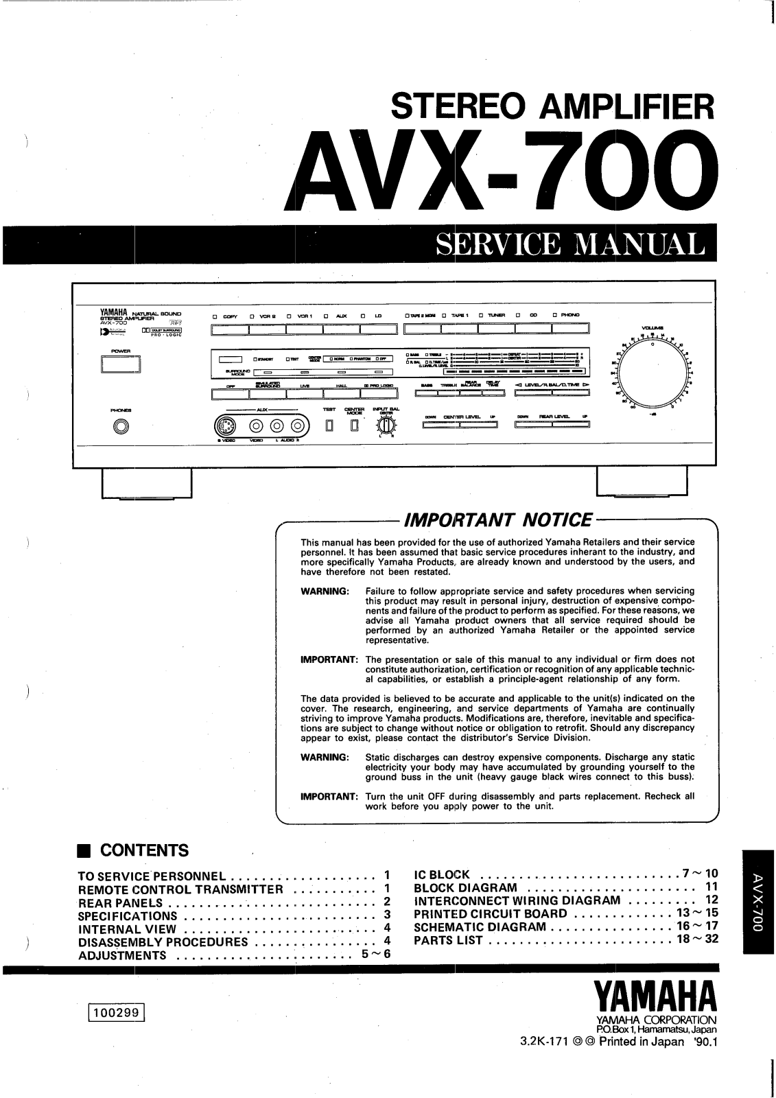 Yamaha AVX-700, AXV-700 Service manual