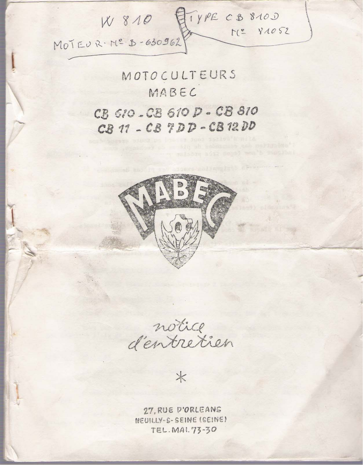 MABEC CB 11, CB 12DD, CB 610, CB 610 D, CB 7DD User Manual