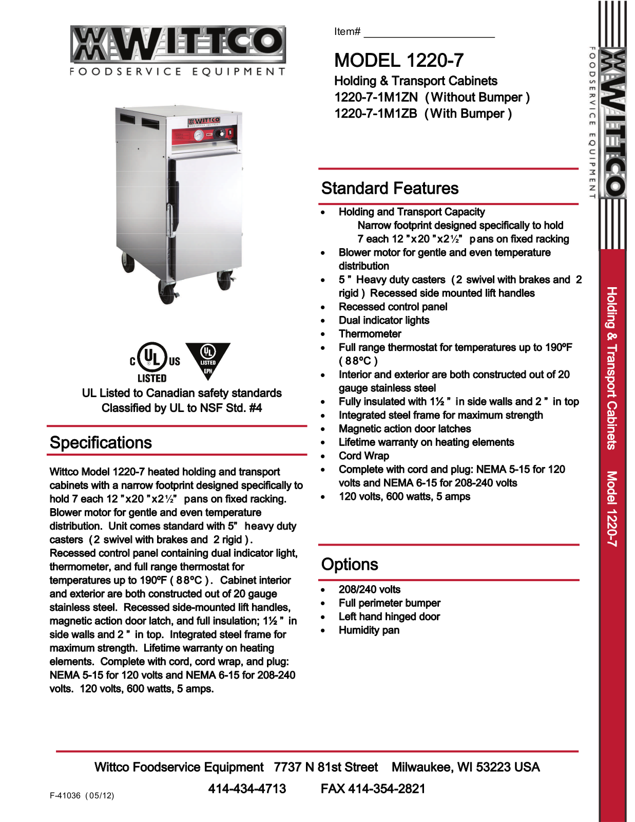 Wittco 1220-7-1M1ZN User Manual