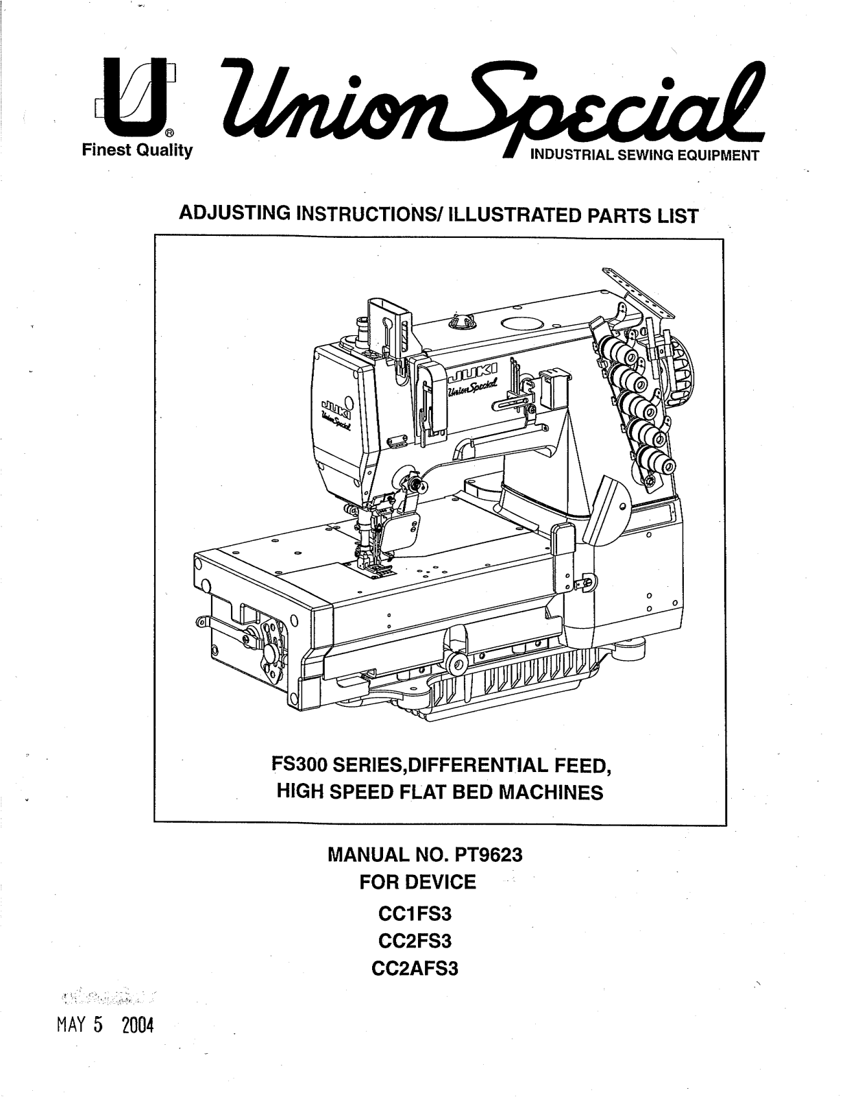 Union Special CC1FS3, CC2FS3, CC2AFS3 Parts List