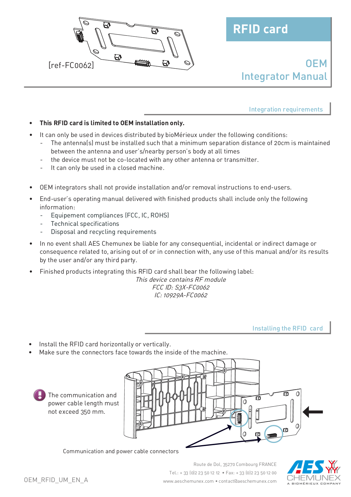 AES CHEMUNEX FC0062 Integrator Manual