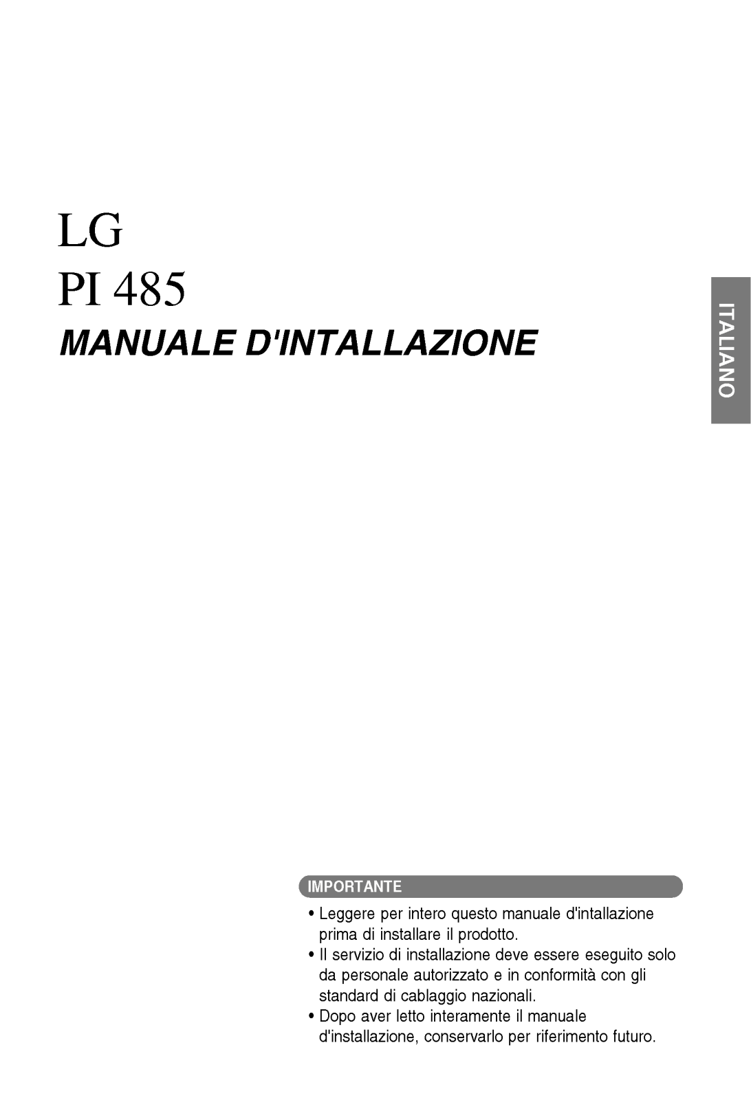 Lg PI485 Installation Manual