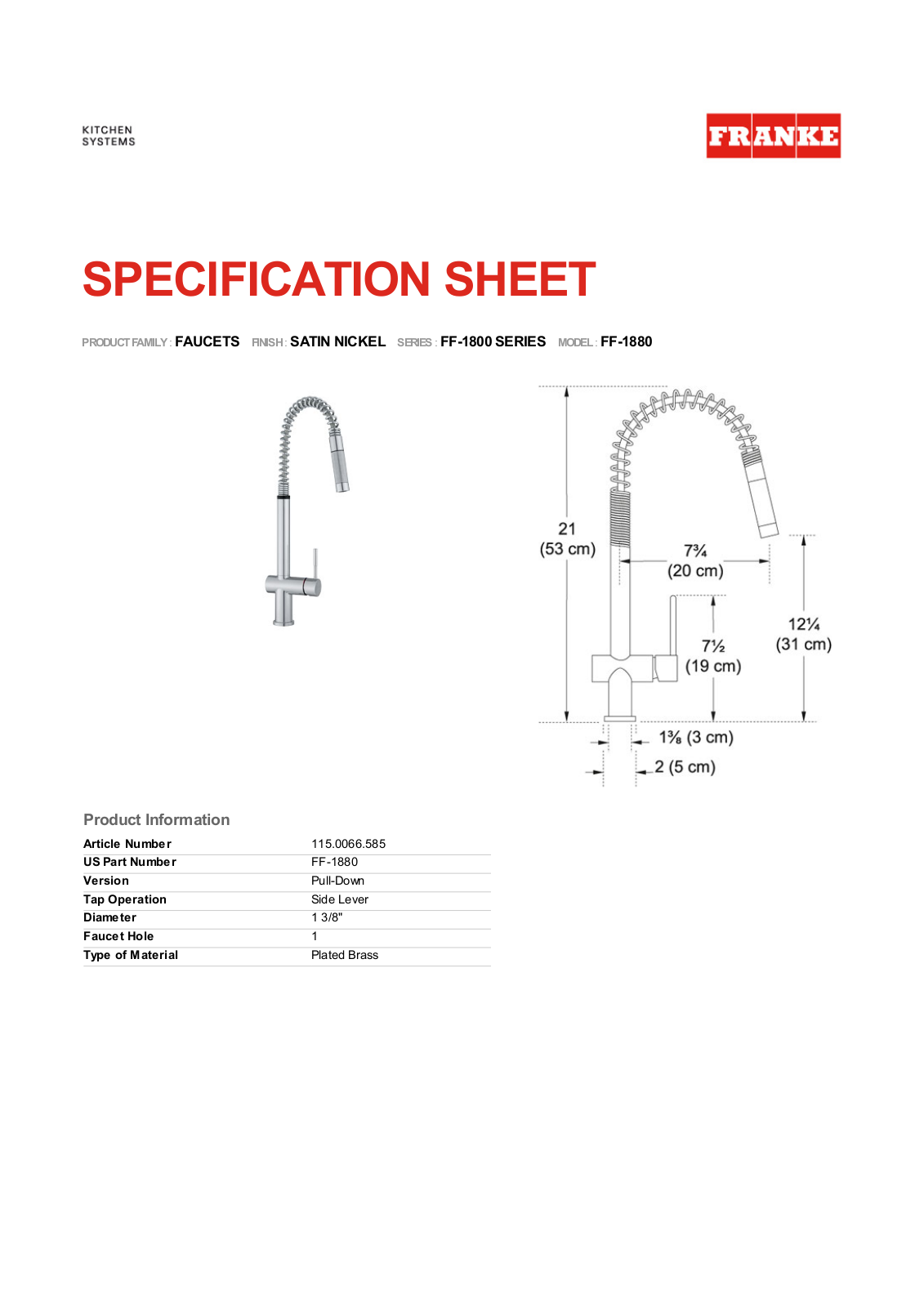 Franke Foodservice FF-1880 User Manual