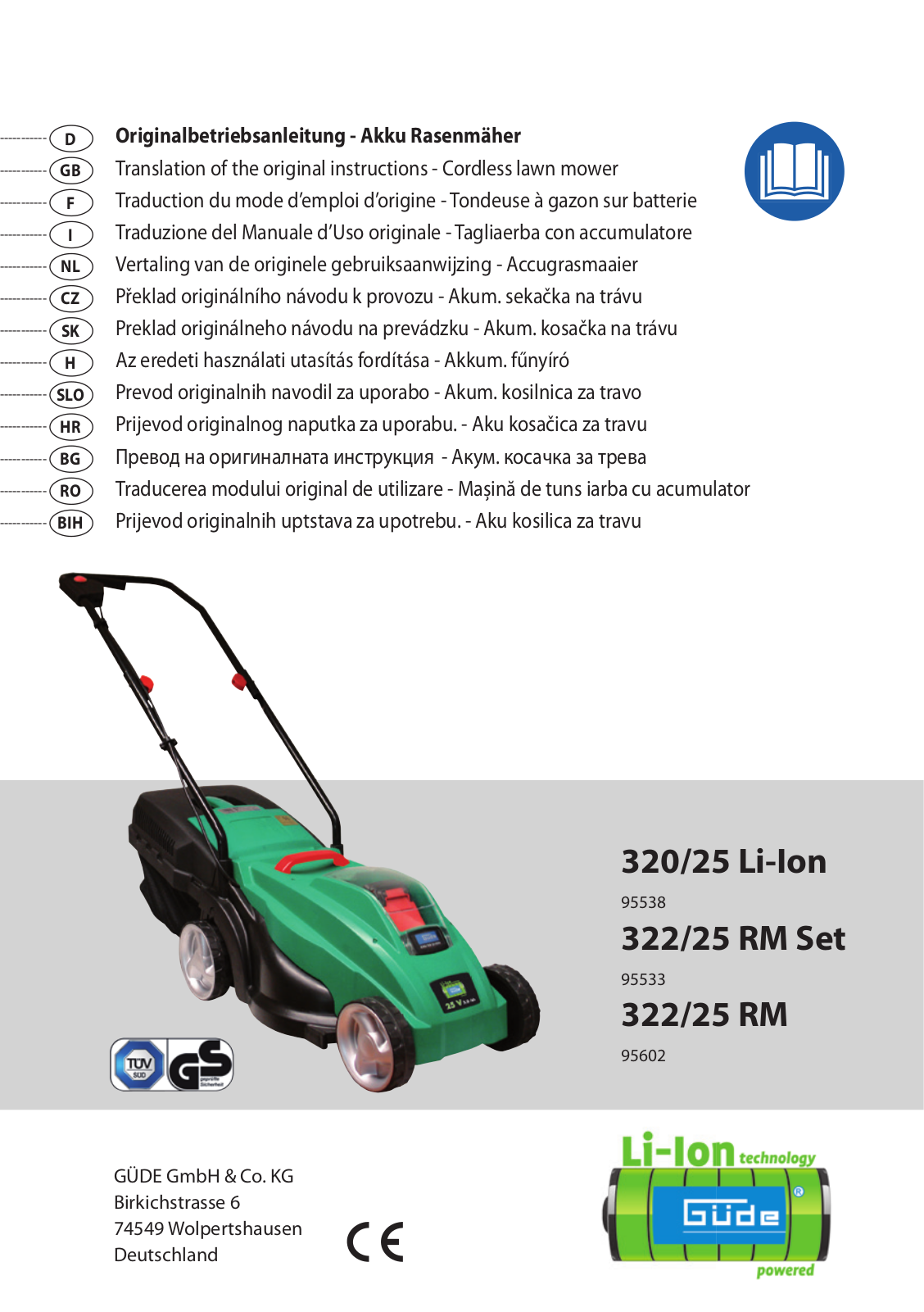 Güde 320-25 LI-ION, 322-25 RM User Manual