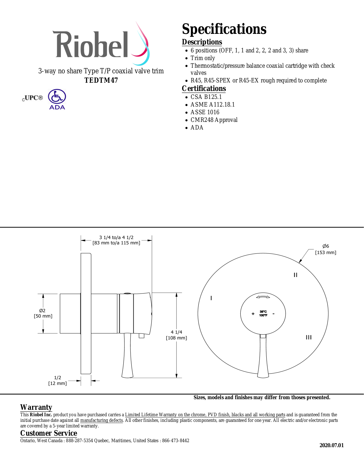 Riobel TEDTM47PN Specifications - ManualMachine.com