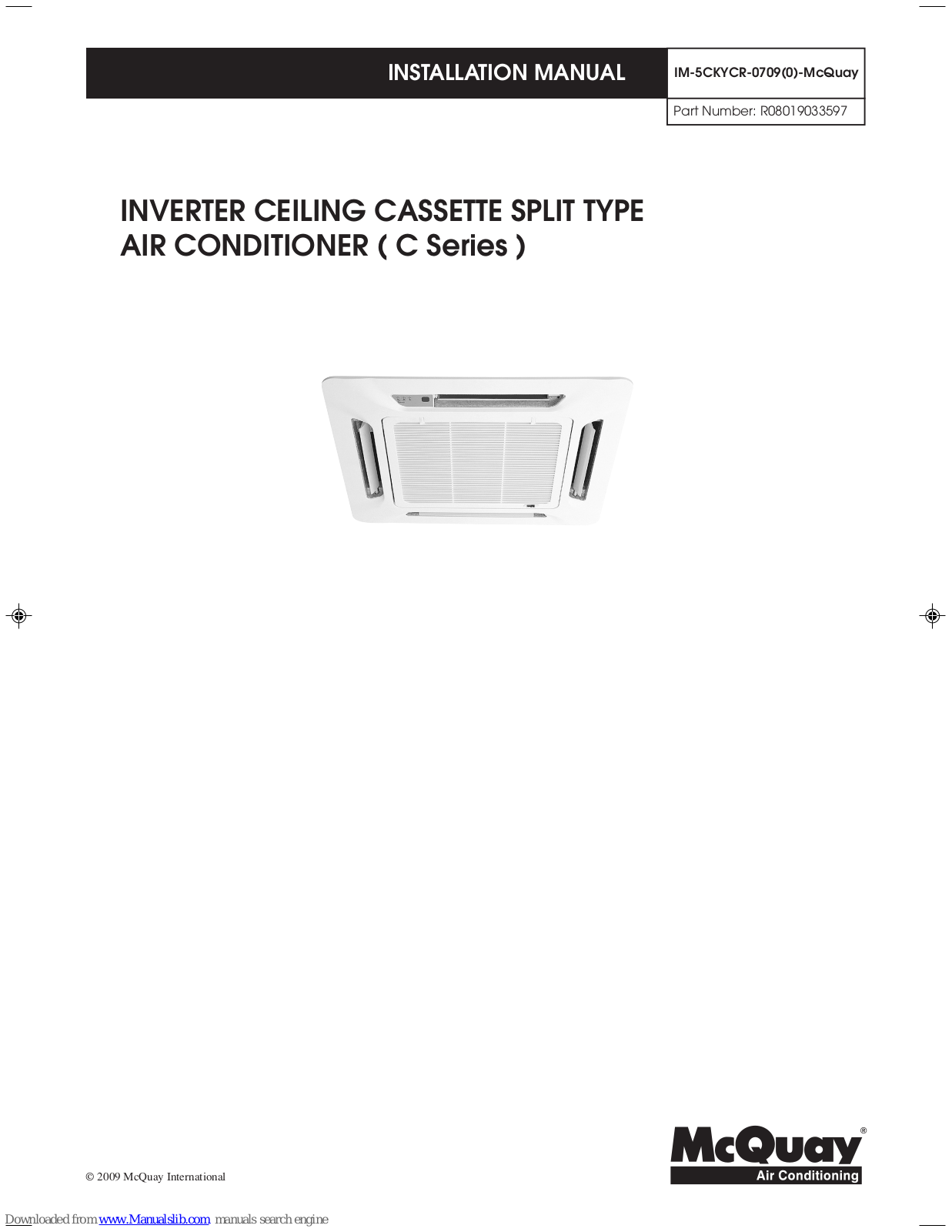 McQuay 5CKY10C, 5CKY15C, 5CKY15CR, 5CKY10CR, 5CKY20C Installation Manual