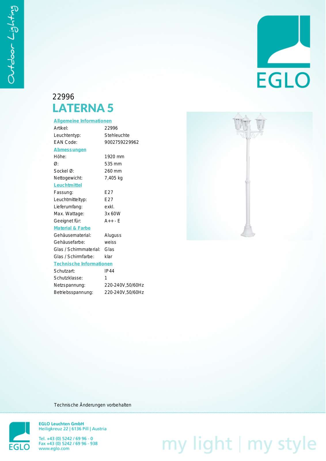 Eglo 22996 User Manual