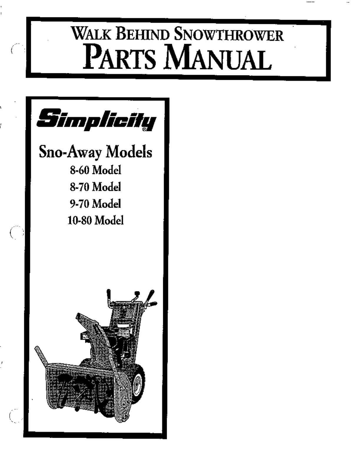 Simplicity Sno-Away 10-80 User Manual