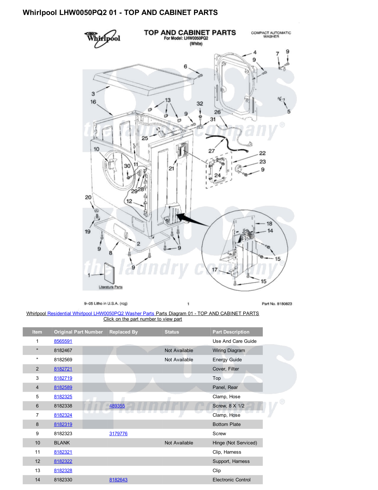 Whirlpool LHW0050PQ2 Parts Diagram