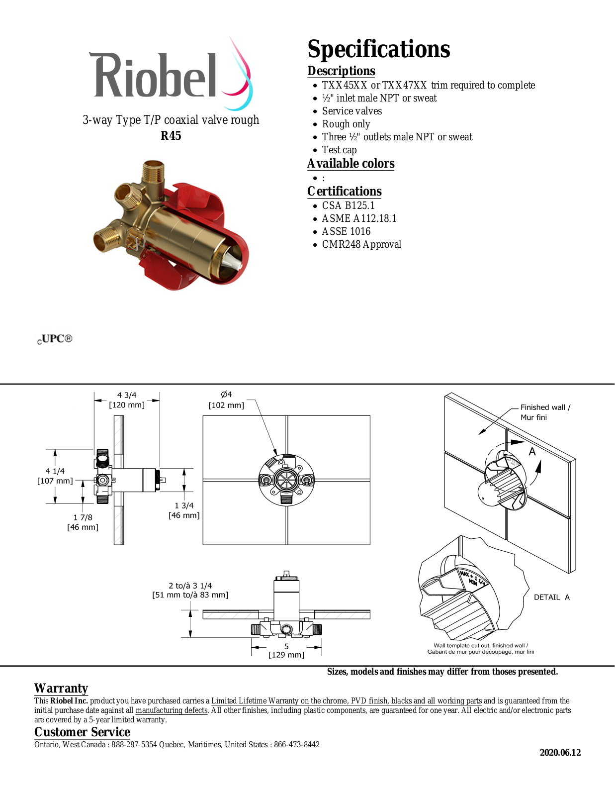 Riobel R45 Specifications - ManualMachine.com