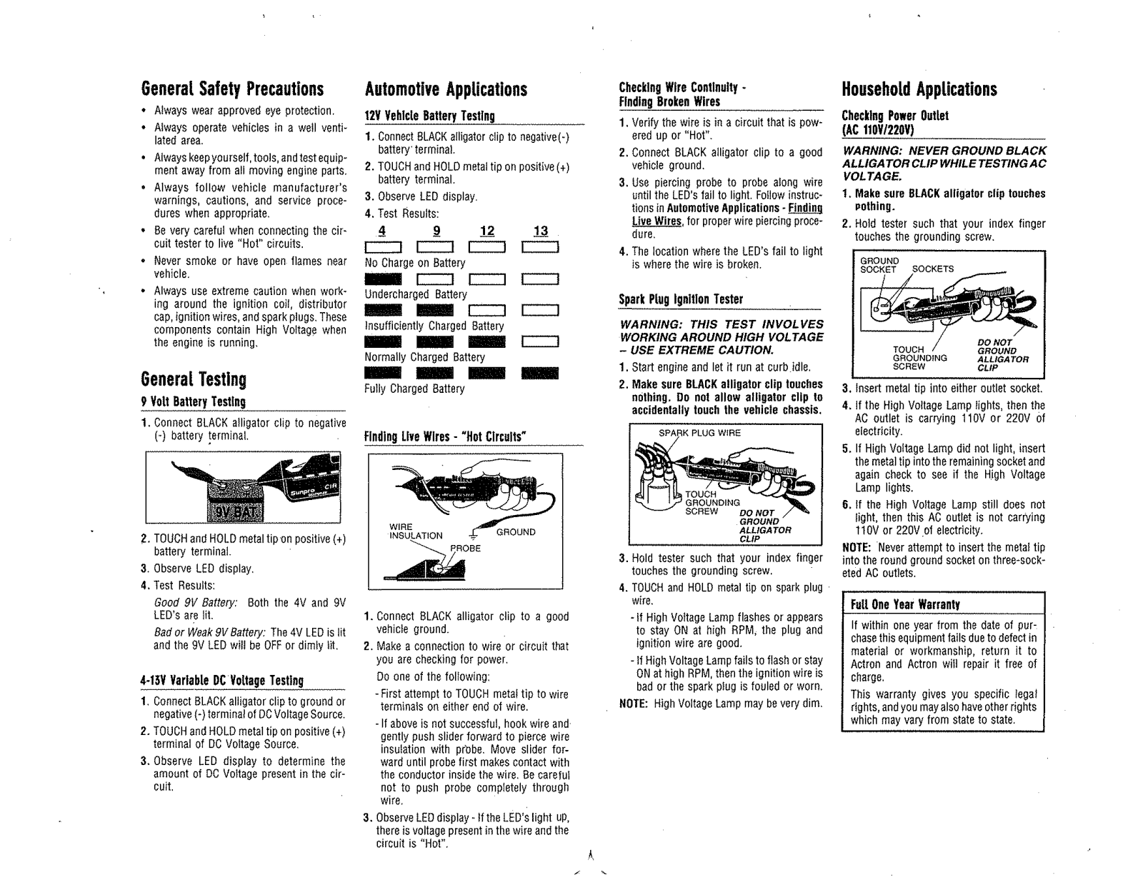 Actron CP7847 Operating Instructions