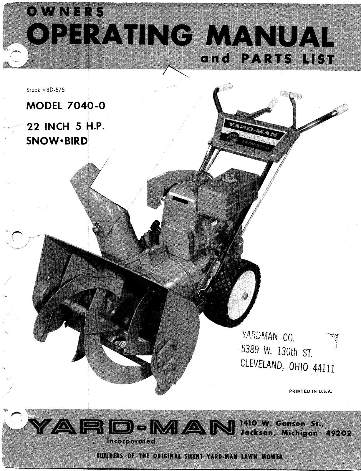 yard-man 7040-0 operators Manual