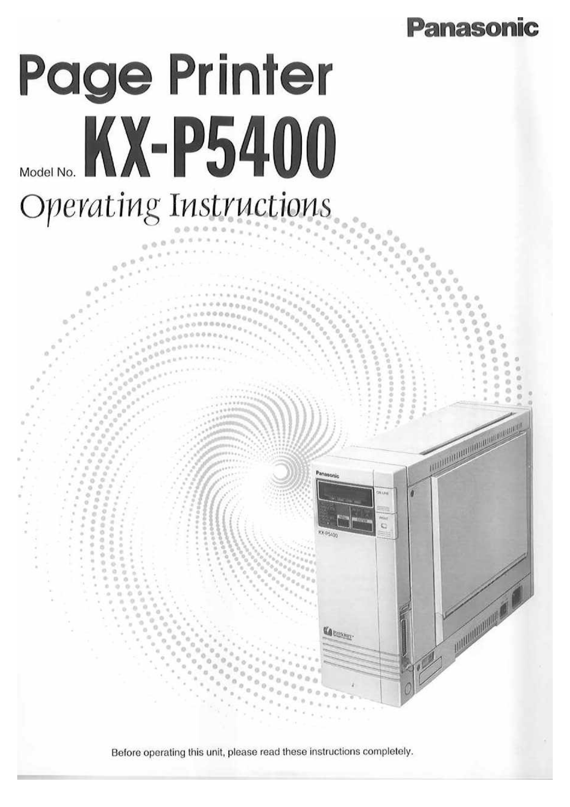 Panasonic KX-P5400 User Manual