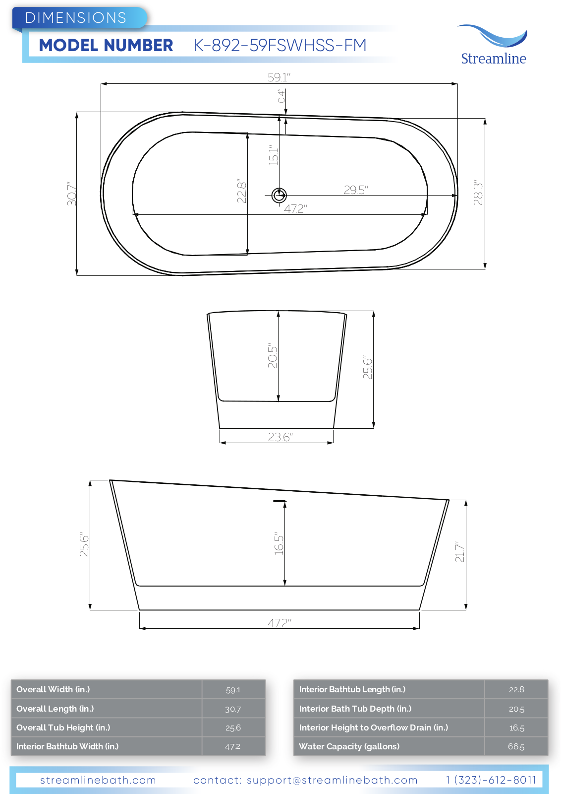 Streamline K89259FSWHSSFM Specifications