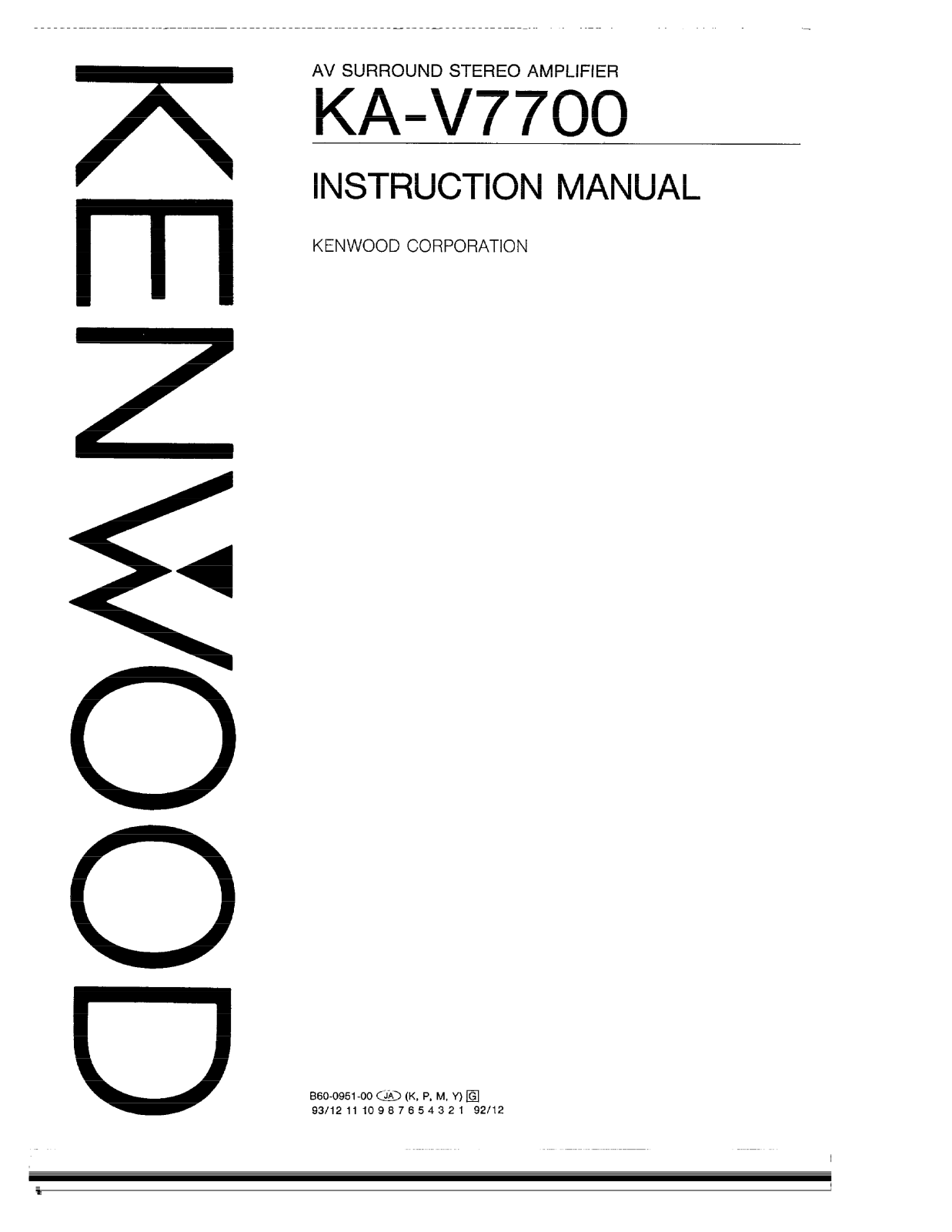 Kenwood KA-V7700 Owner's Manual