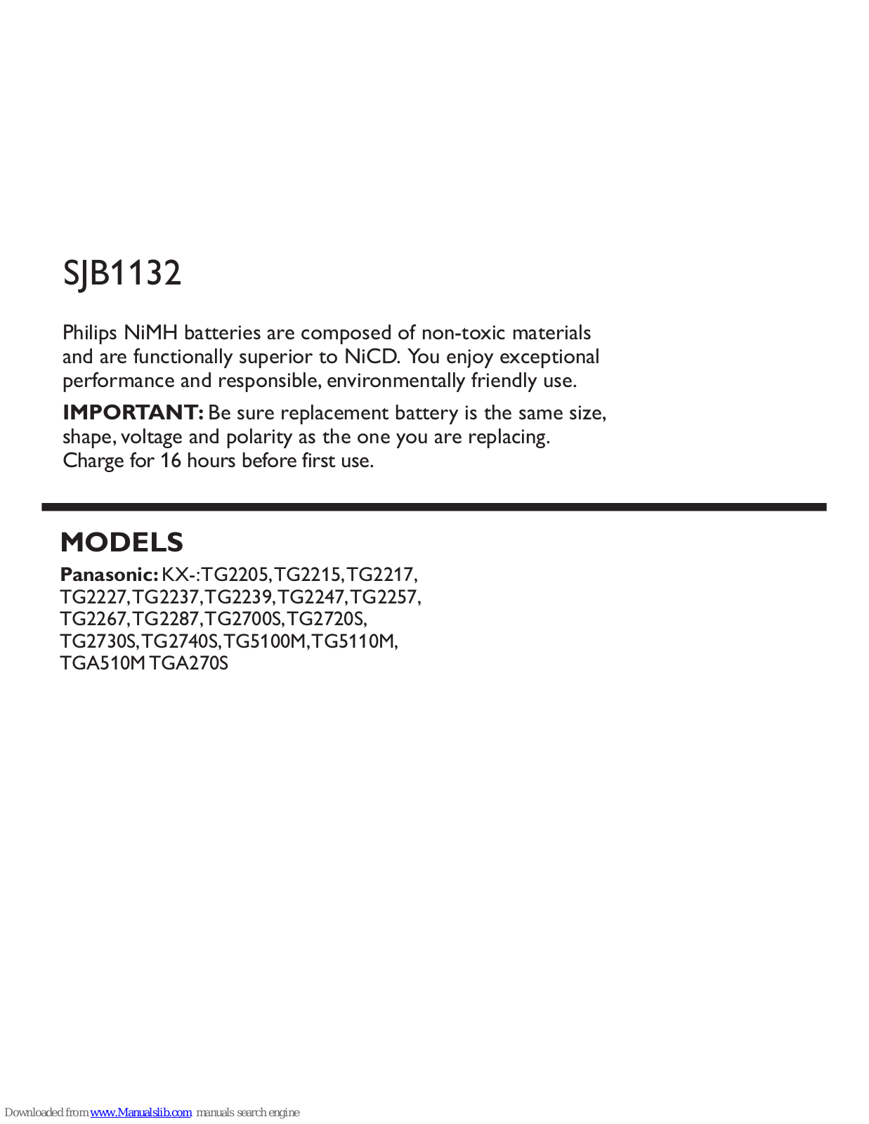 Philips SJB1132/37, SJB1132/17, SJB1132 Datasheet - ManualMachine.com