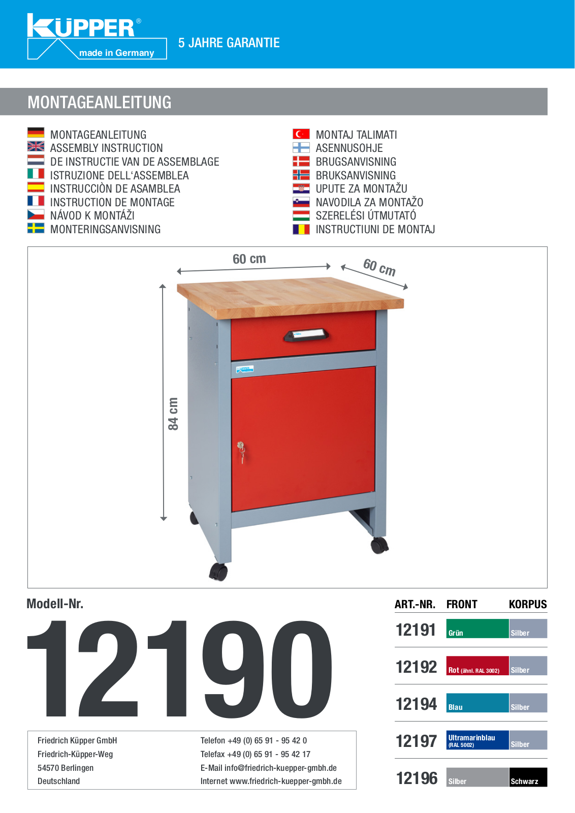 Küpper 12190, 12197, 12191, 12192, 12194 User guide