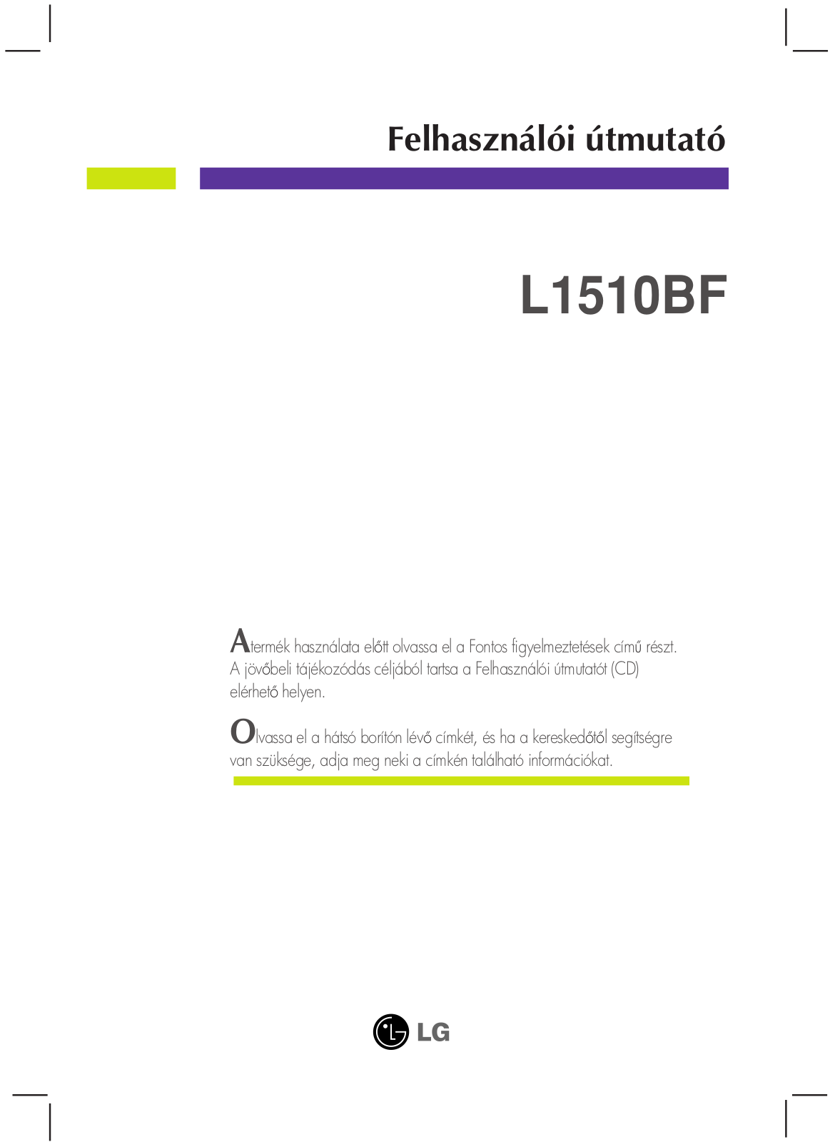 Lg L1510BF User Manual