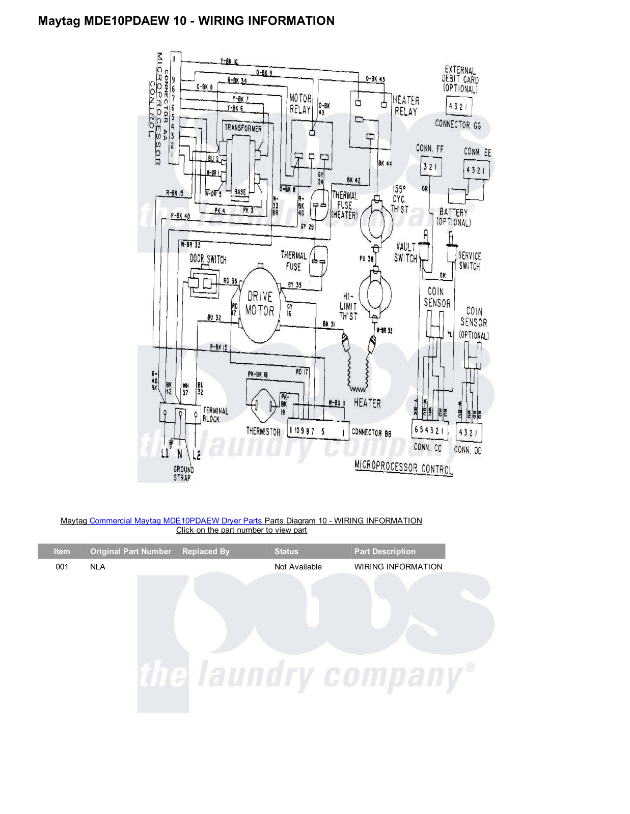 Maytag MDE10PDAEW Parts Diagram