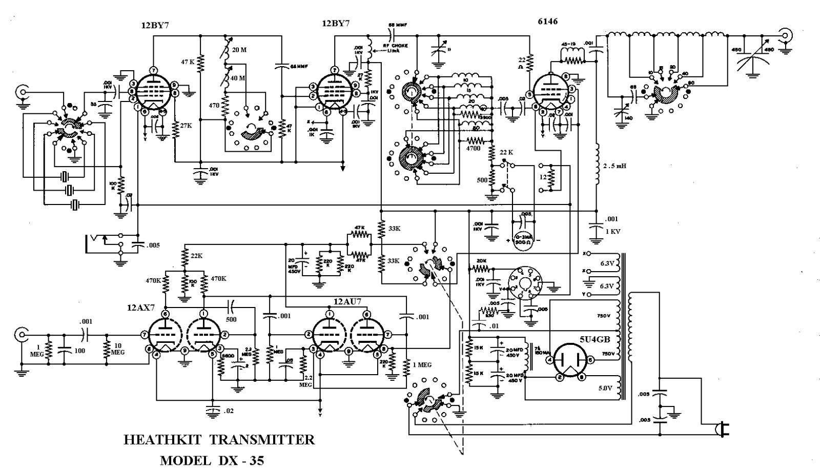 Heath Company DX-35 Schematic