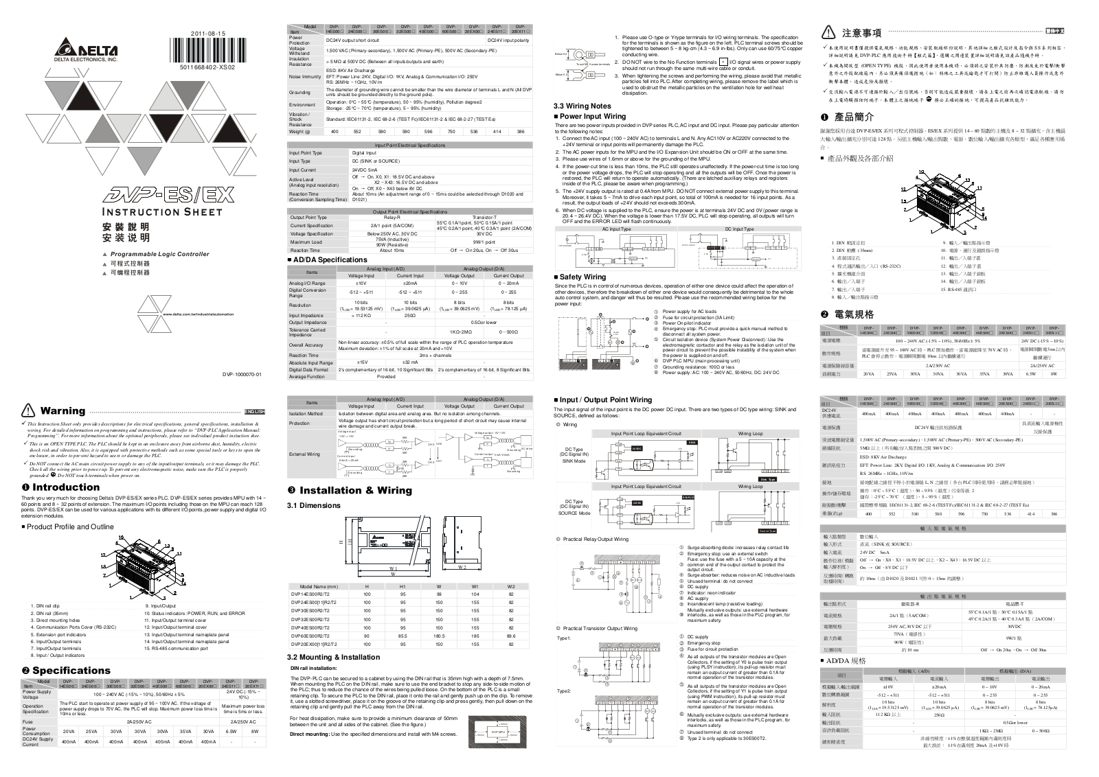 Delta DVP14ES00, DVP- 24ES00, DVP- 30ES00, DVP- 32ES00, DVP- 40ES00 User Manual