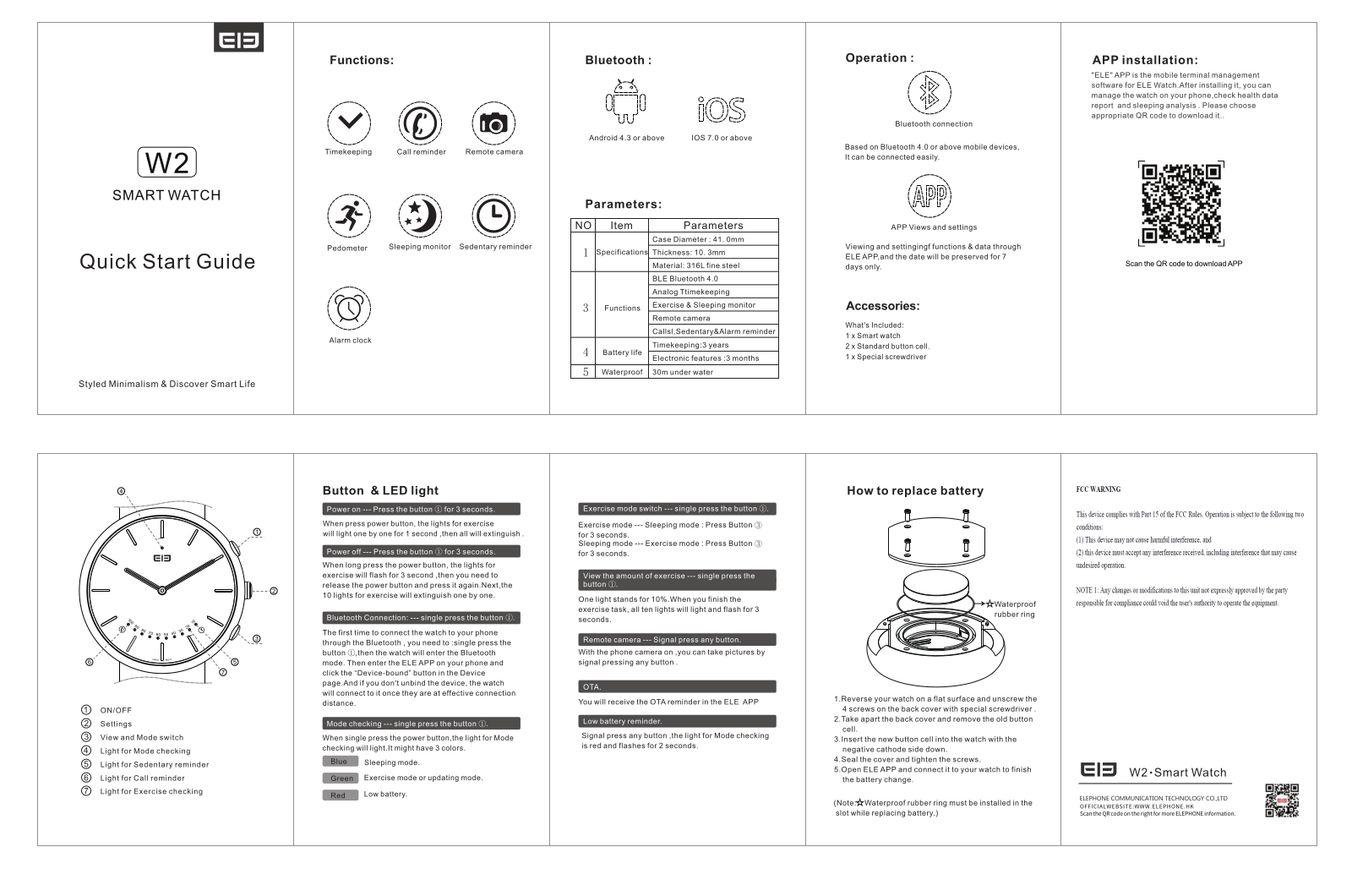 HK ELEPHONE COMMUNICATION TECH W2 Users manual