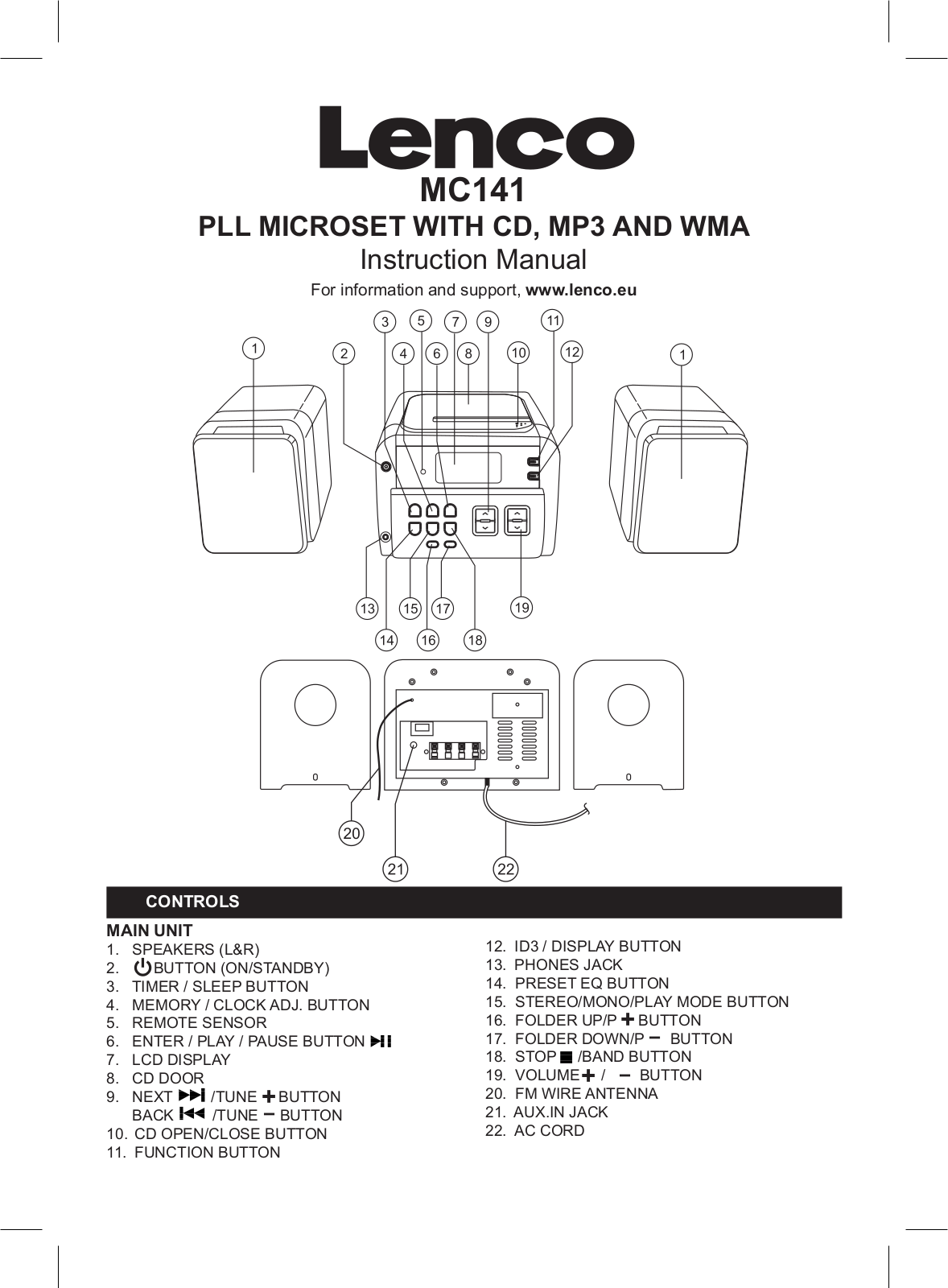 Lenco MC-141 User Manual