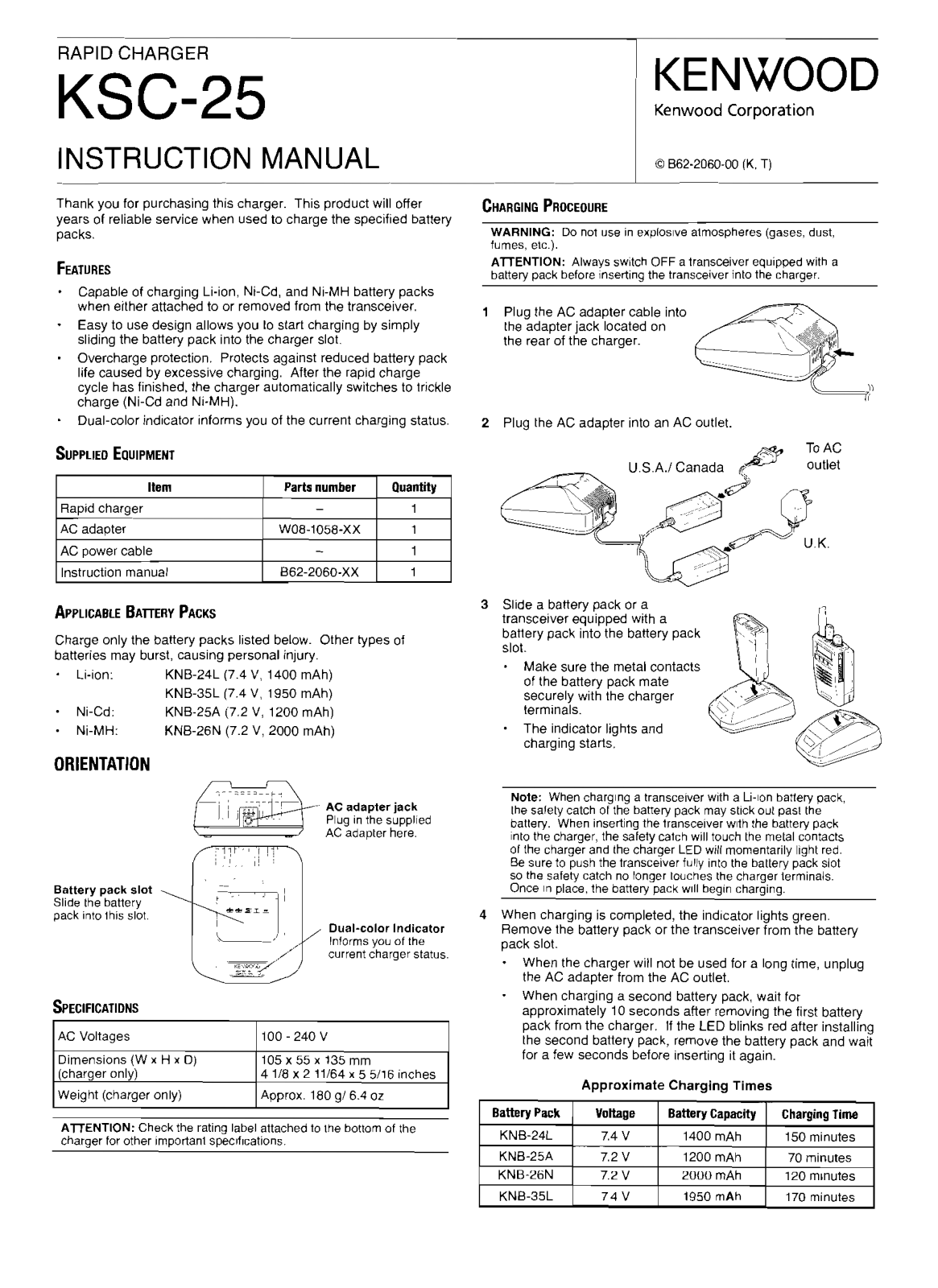 KENWOOD KSC-25 User Manual