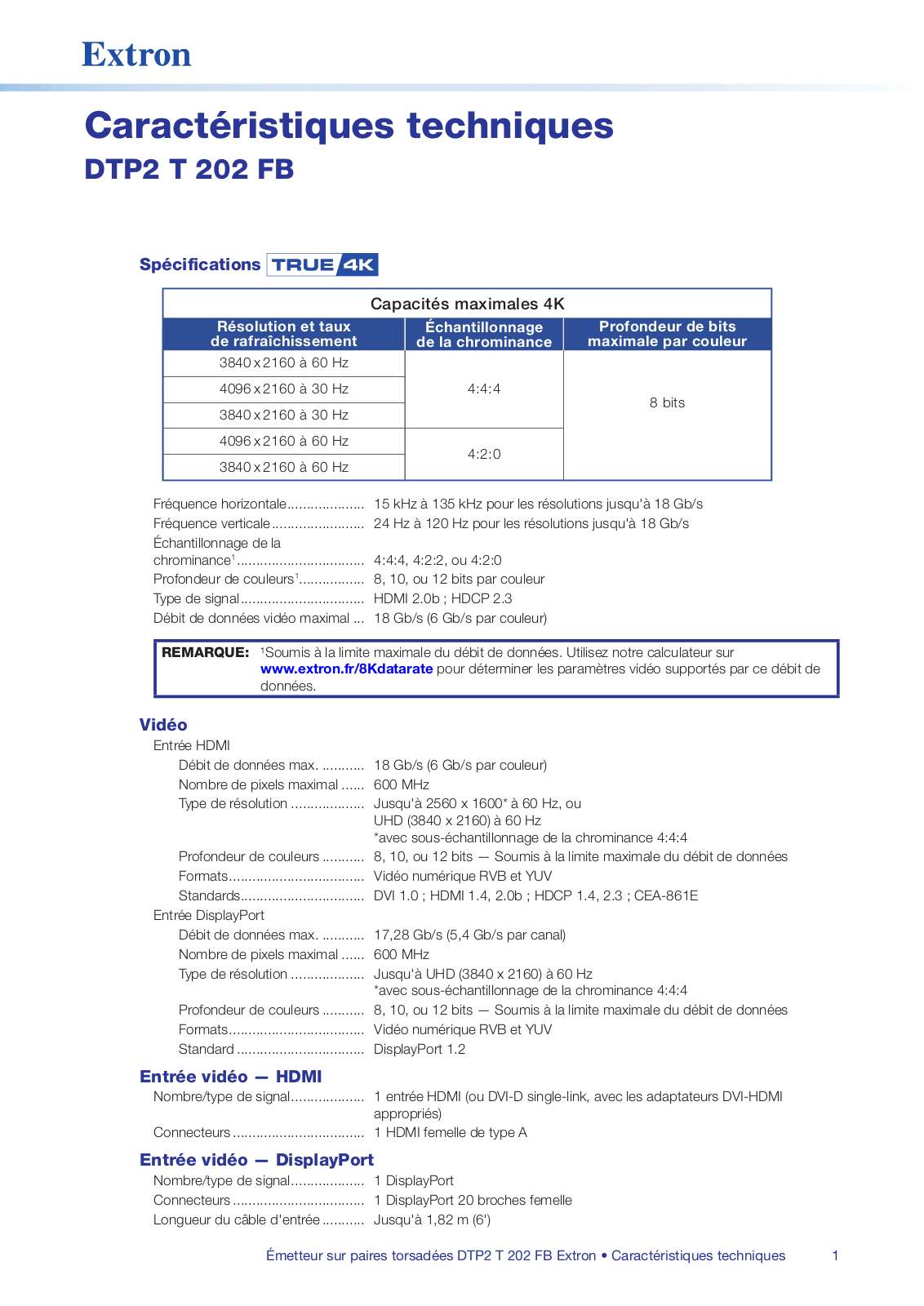 Extron DTP2 T 202 FB User Manual