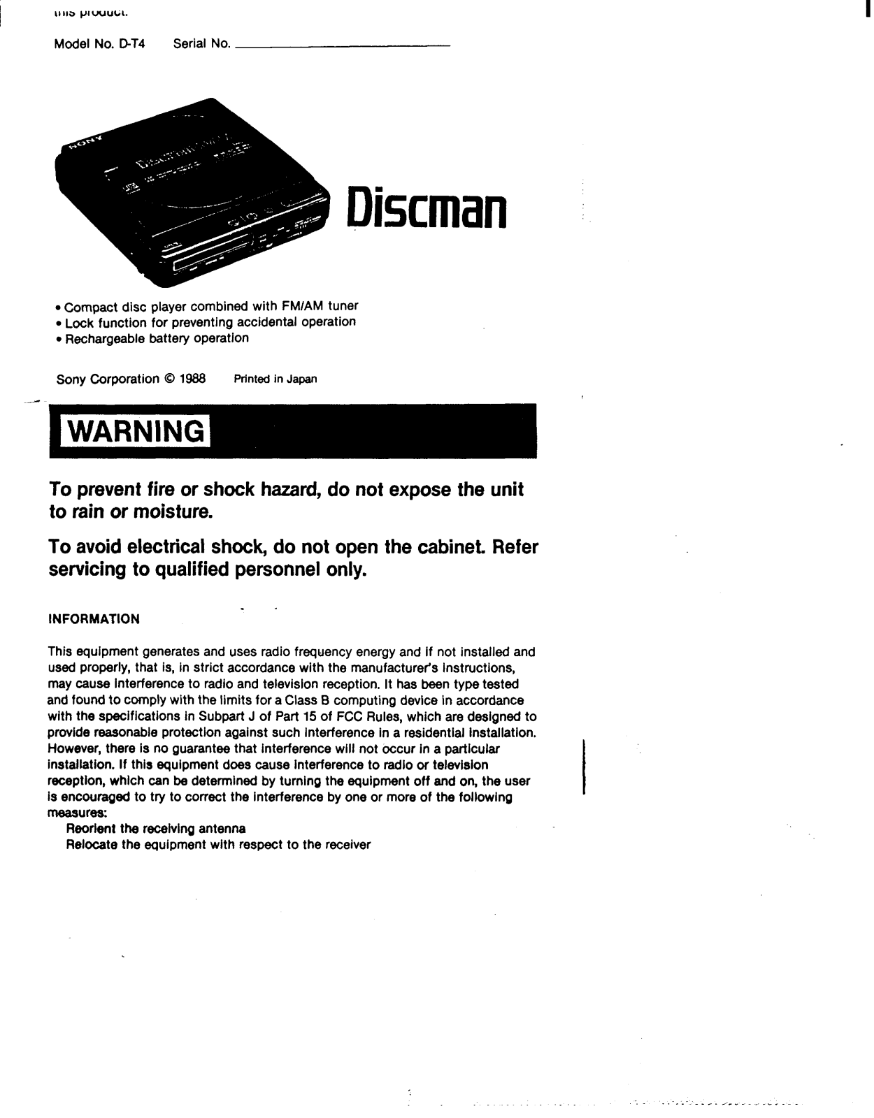 Sony DT4 User Manual