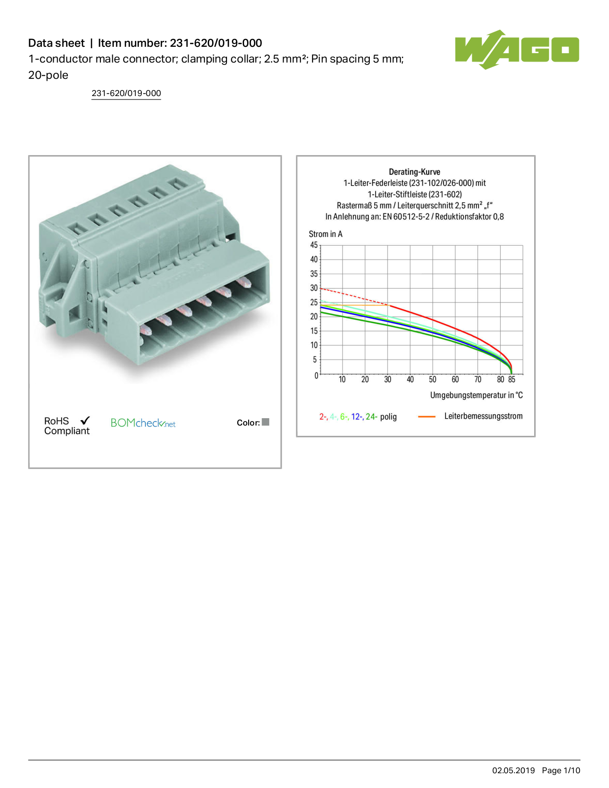 Wago 231-620/019-000 Data Sheet