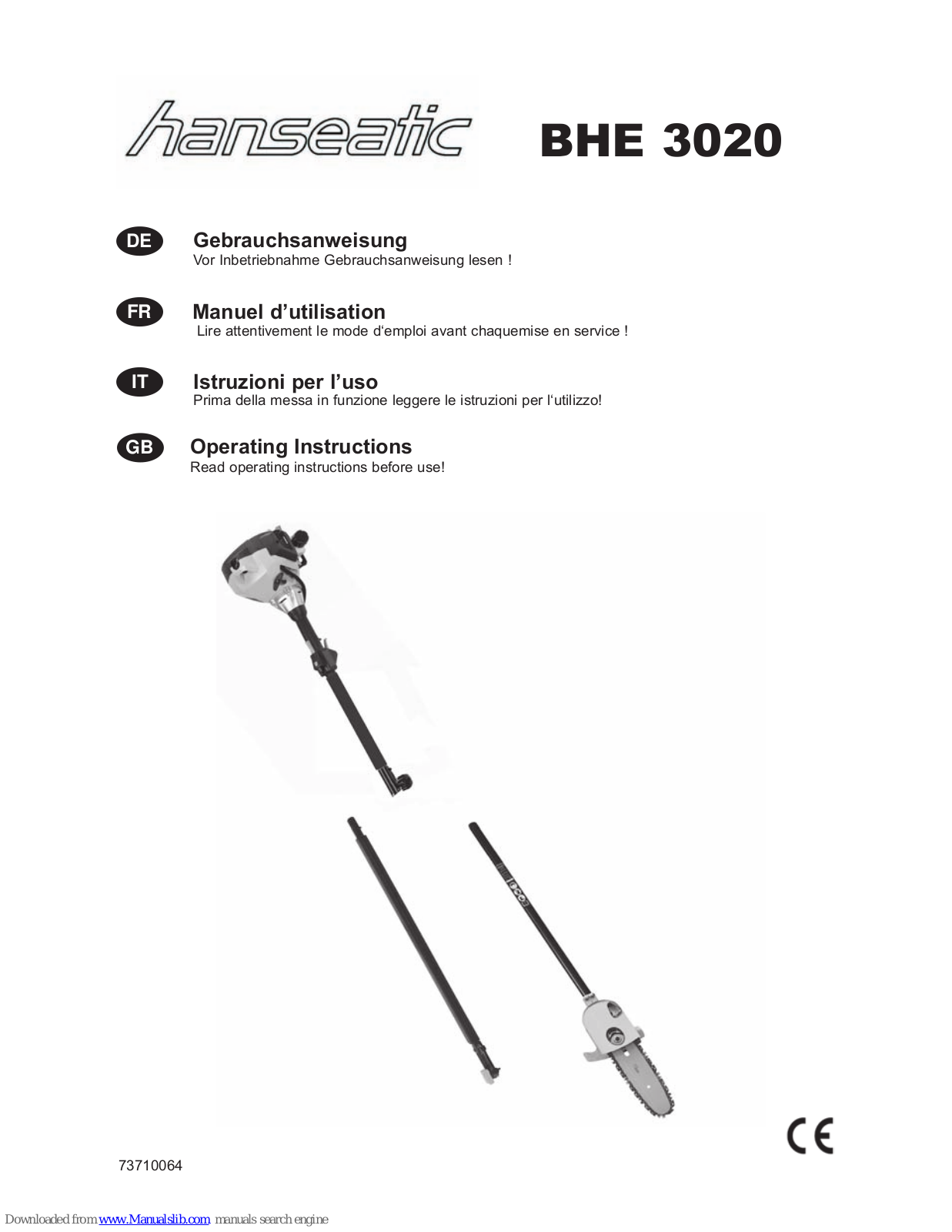 Hanseatic BHE 3020 Operating Instructions Manual