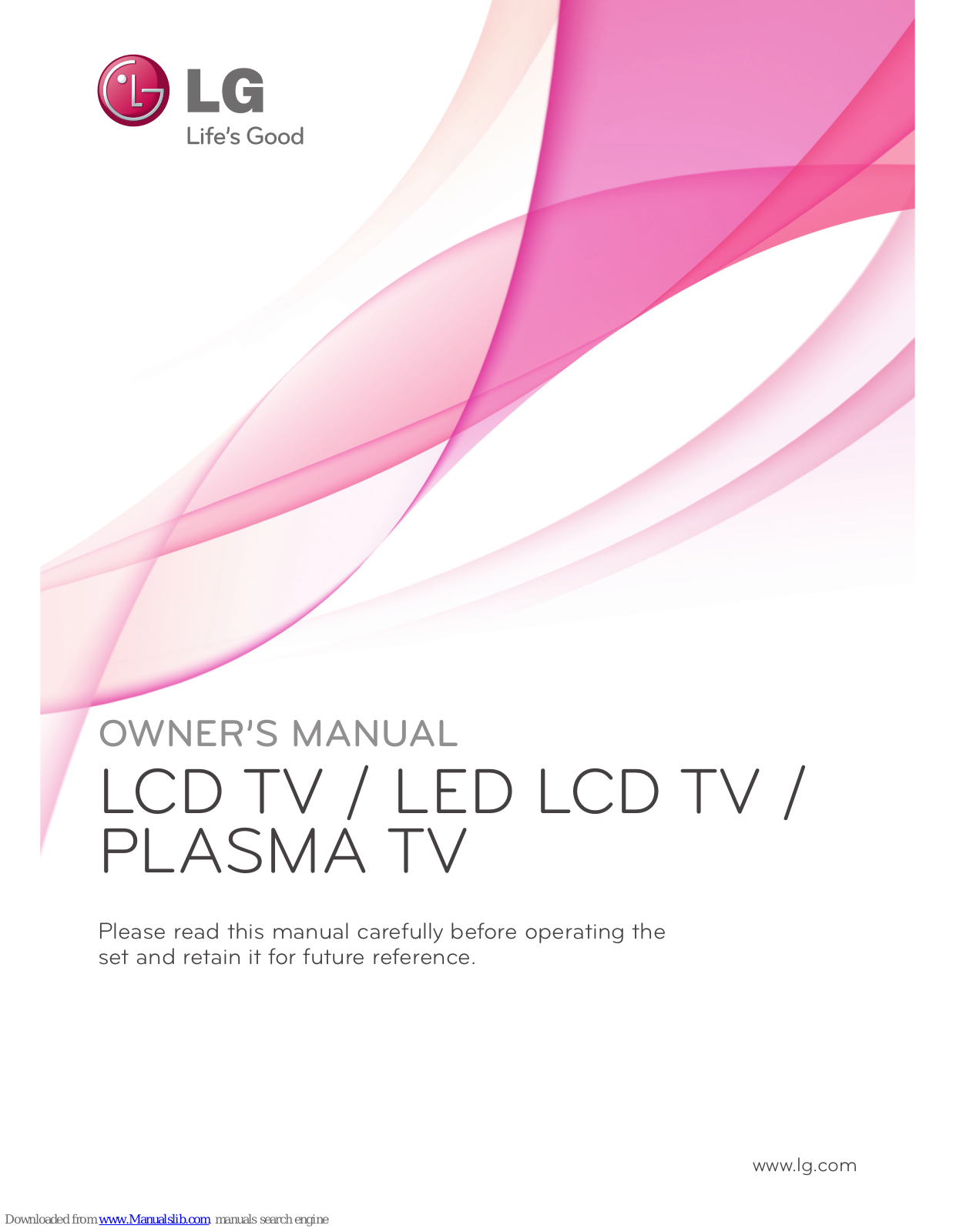 LG 42PW45, 50PW45, 50PZ55, 60PV25, 60PZ55 Owner's Manual