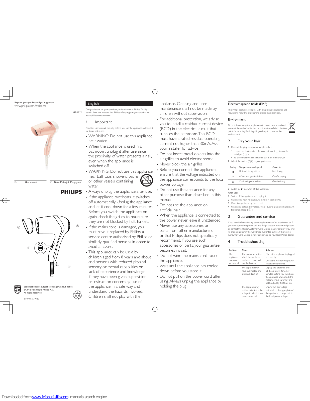 Philips HP8112 User Manual