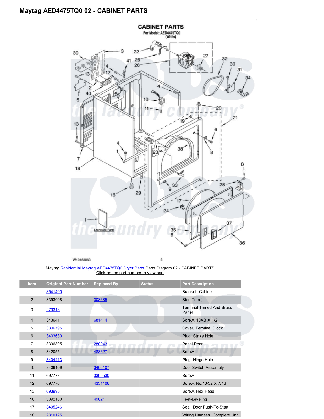 Maytag AED4475TQ0 Parts Diagram