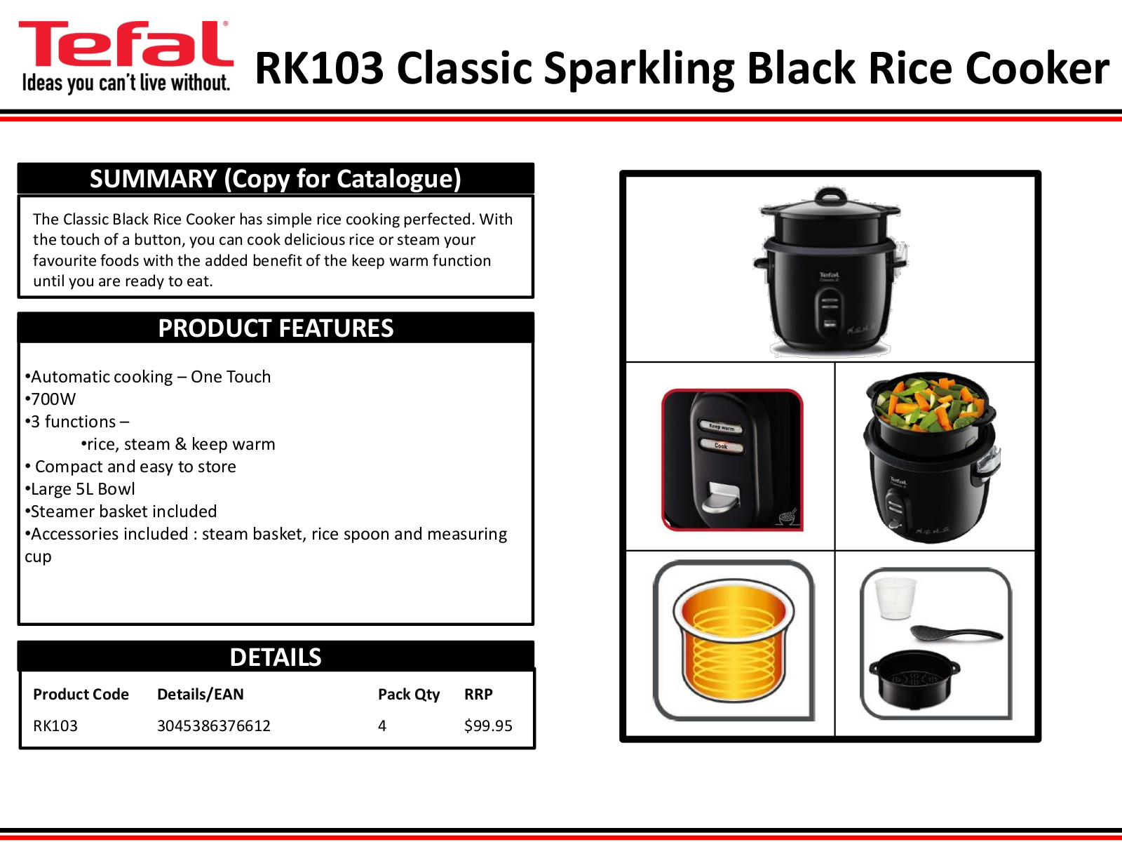 Tefal RK103 Datasheet