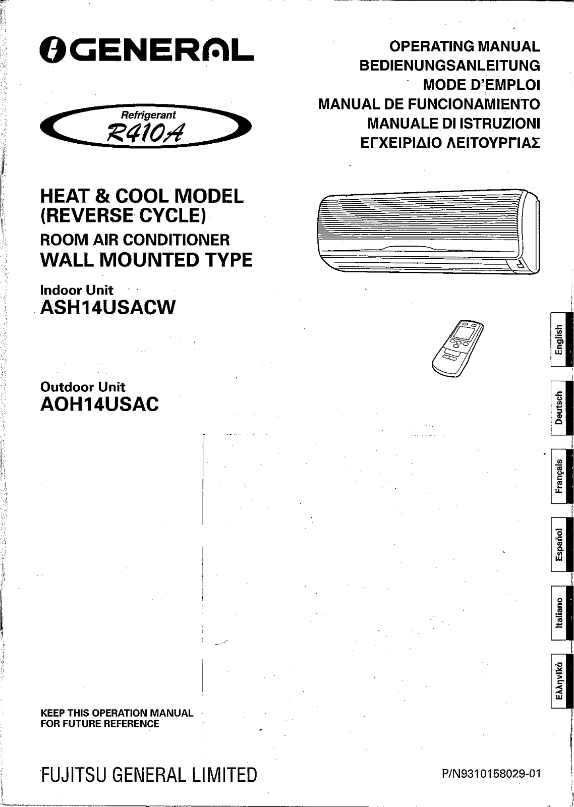 General ASH14UB, ASH14USBCW, AOH14USBC User Manual