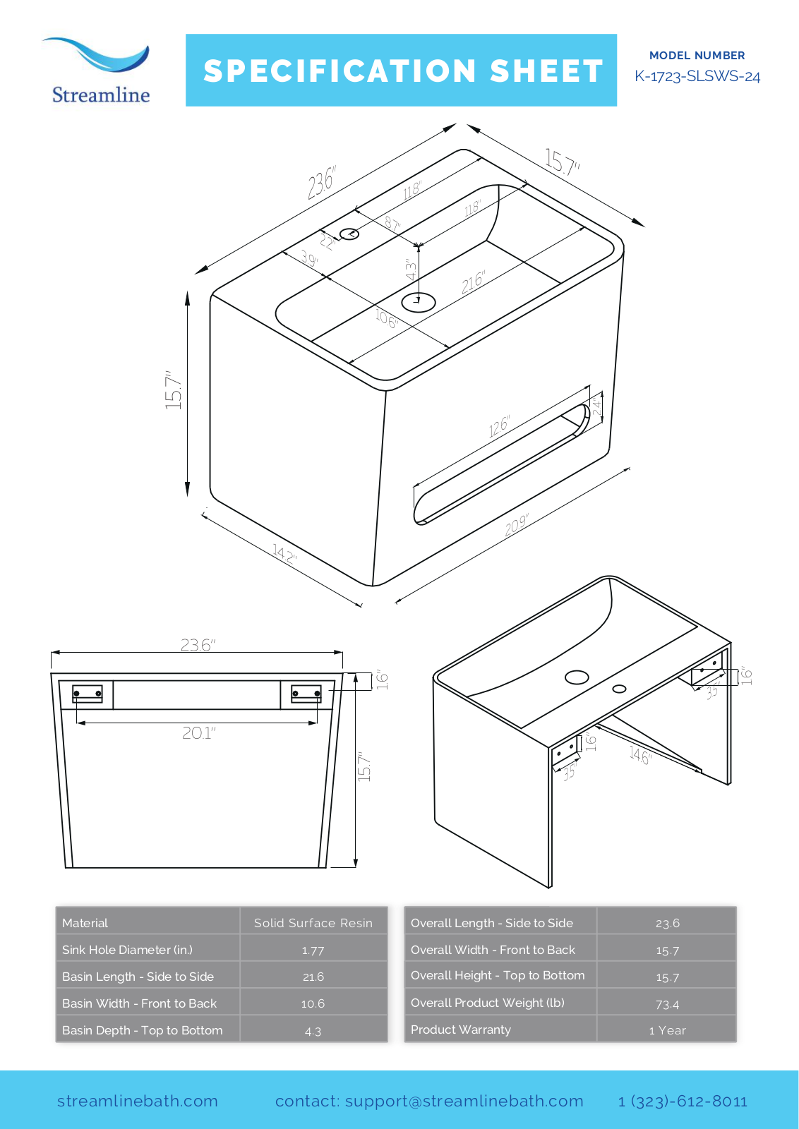 Streamline K1723SLSWS24 Specifications