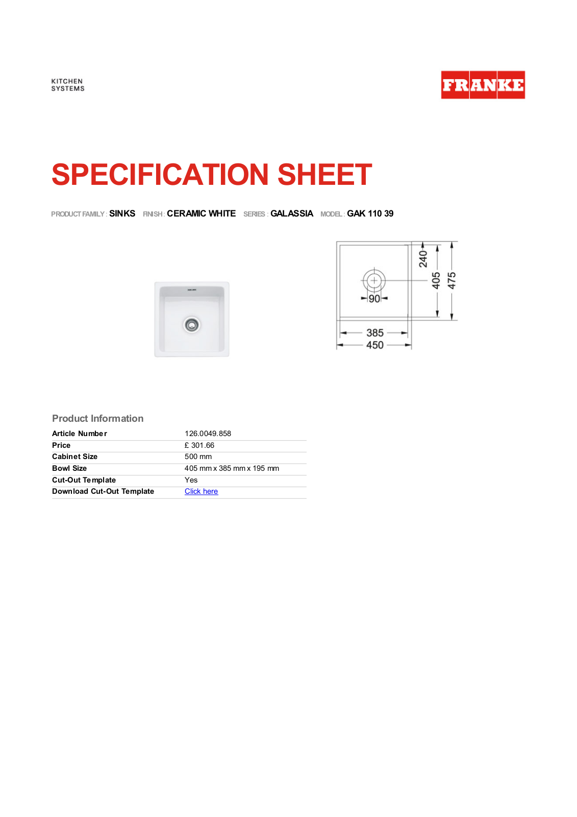 Franke Foodservice GAK 110 39 User Manual