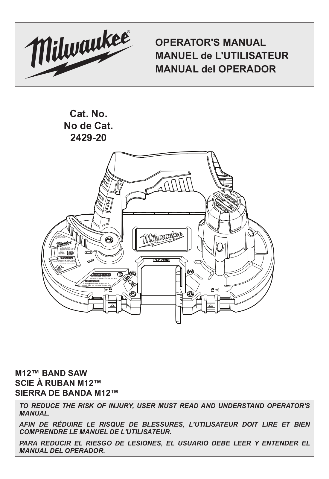 Milwaukee 2429-21XC, 2429-20 User Manual