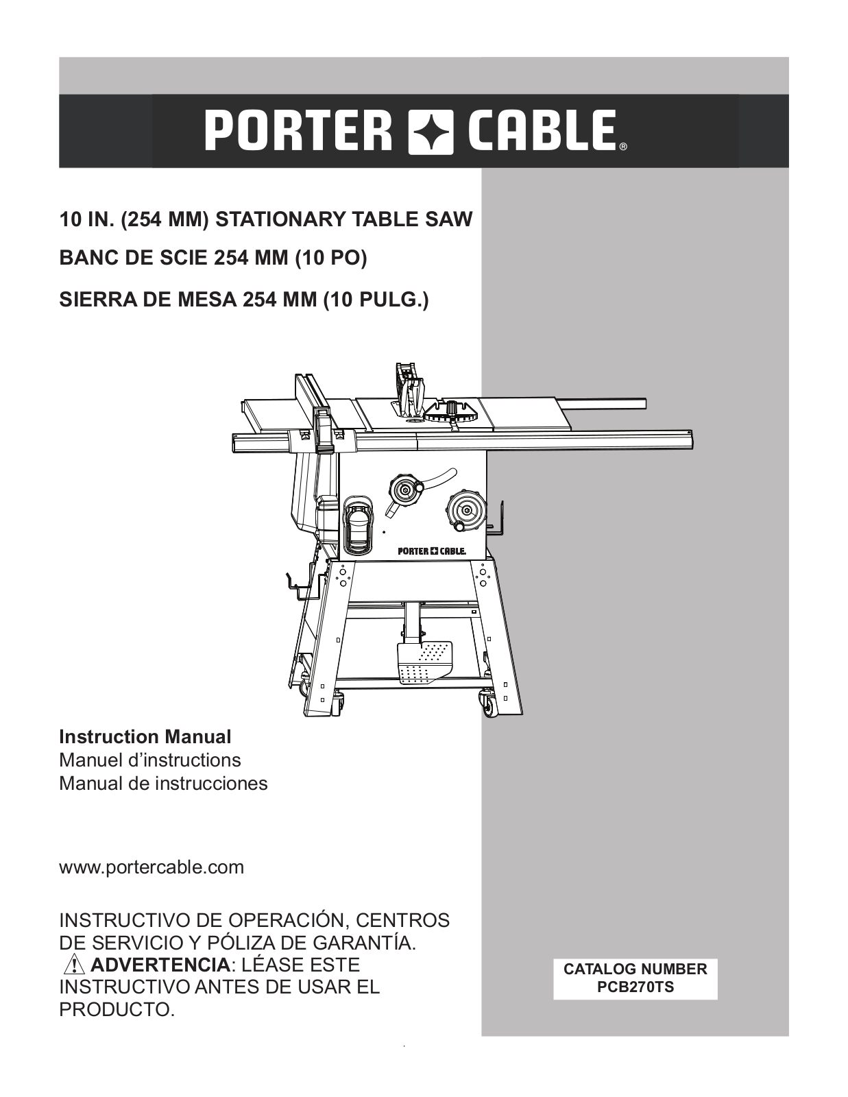 Porter-Cable PCB270TS User Manual