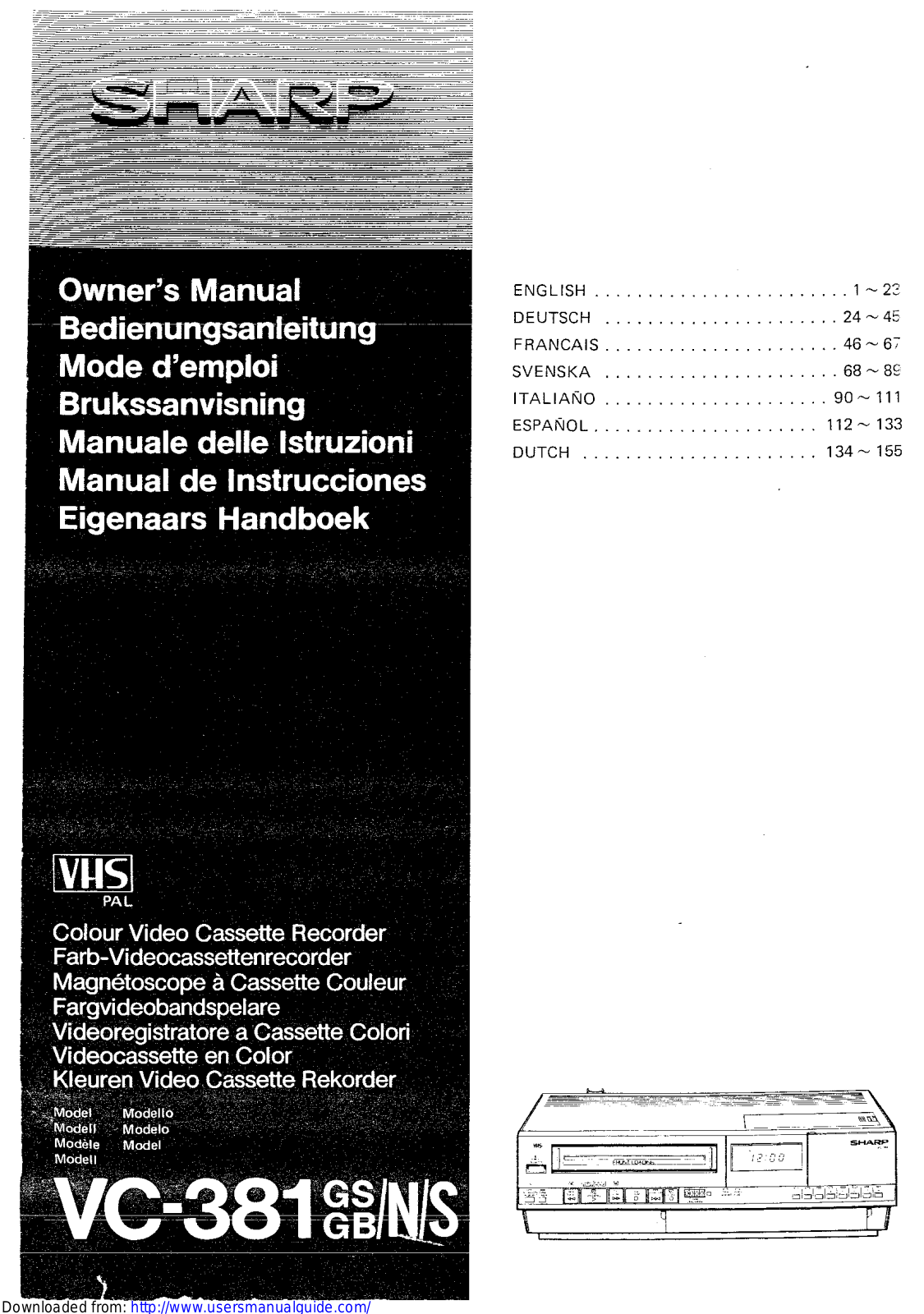 SHARP VC-381 User Manual