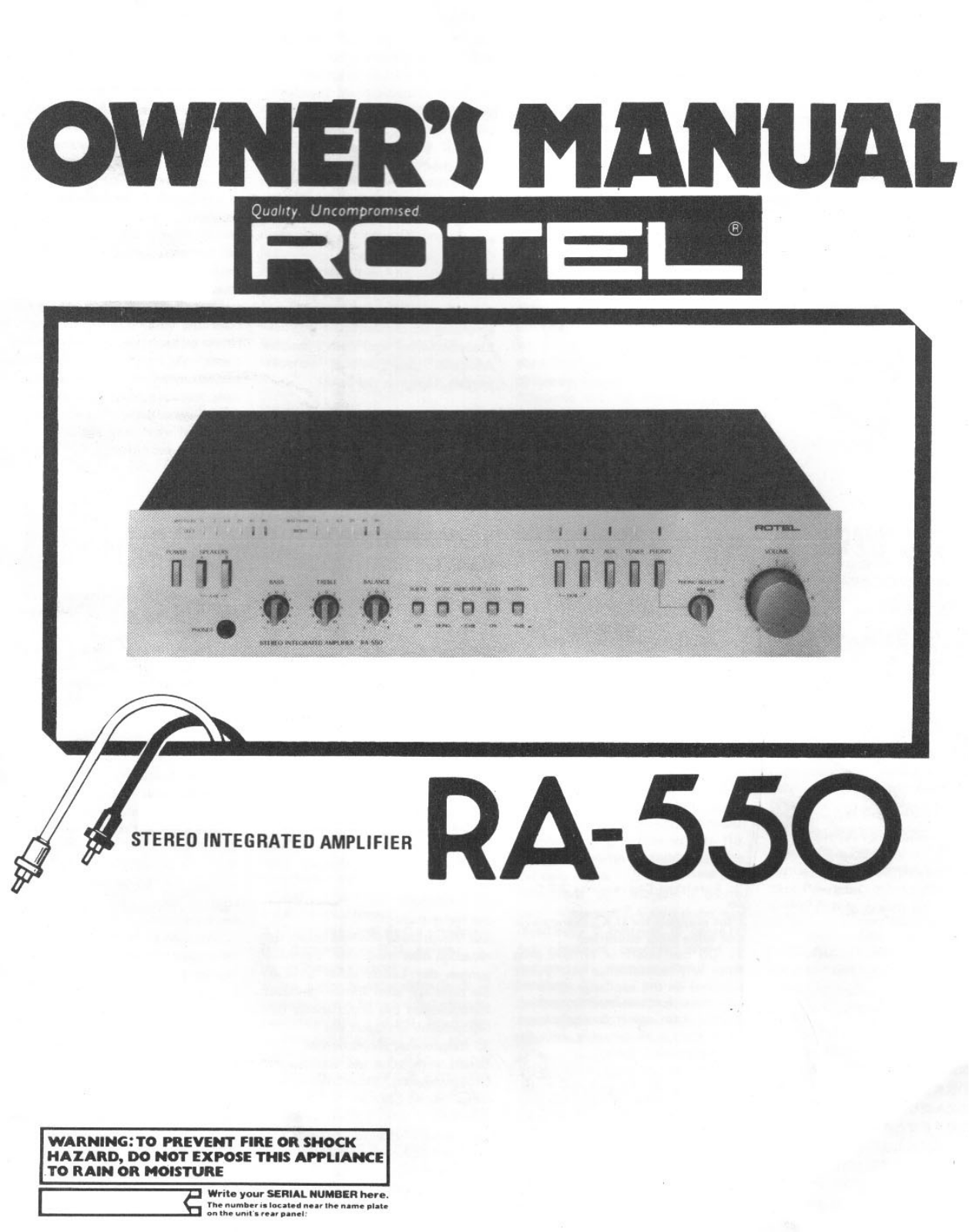 Rotel RA-550 Owners manual