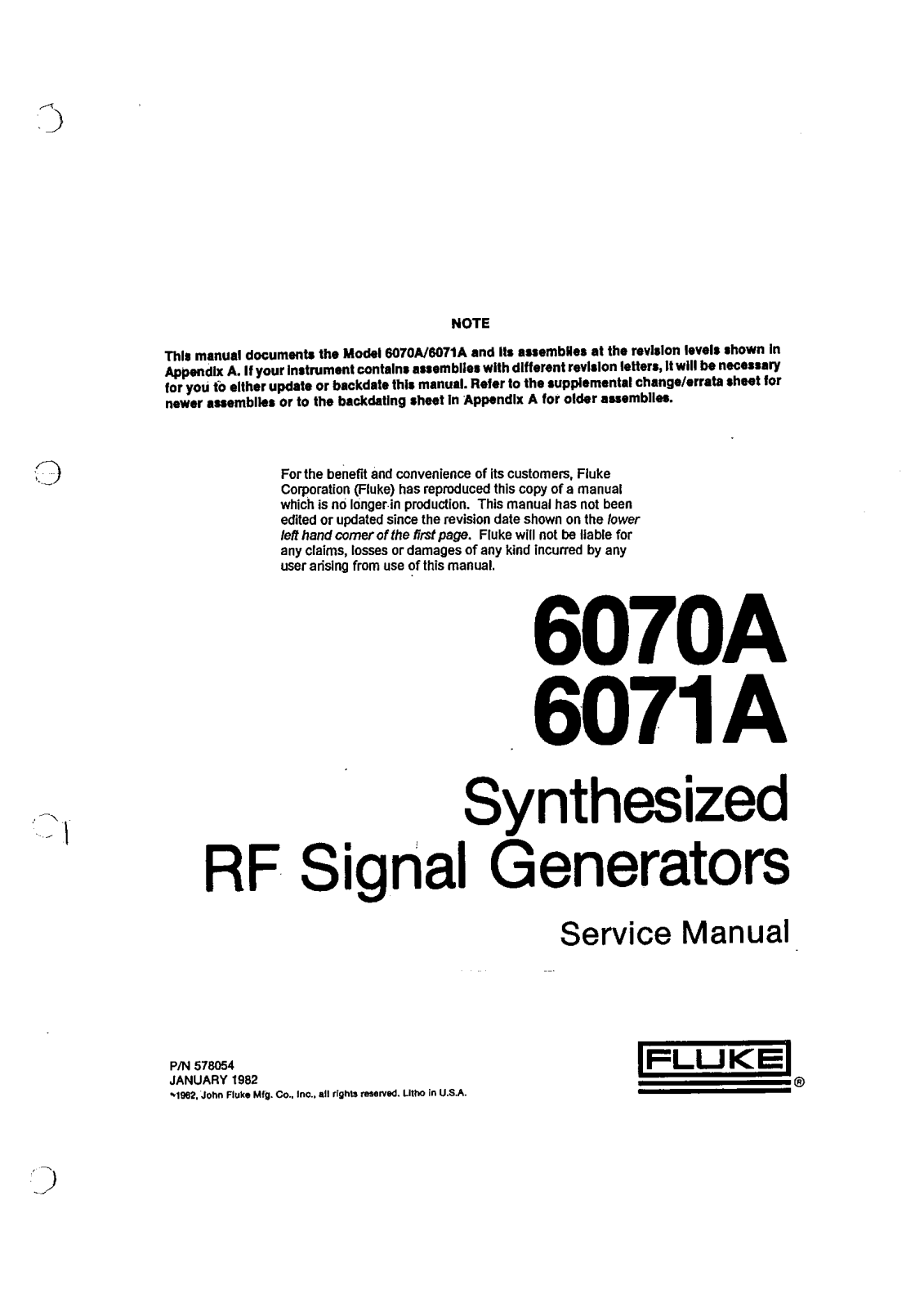 Fluke 60706071 schematic