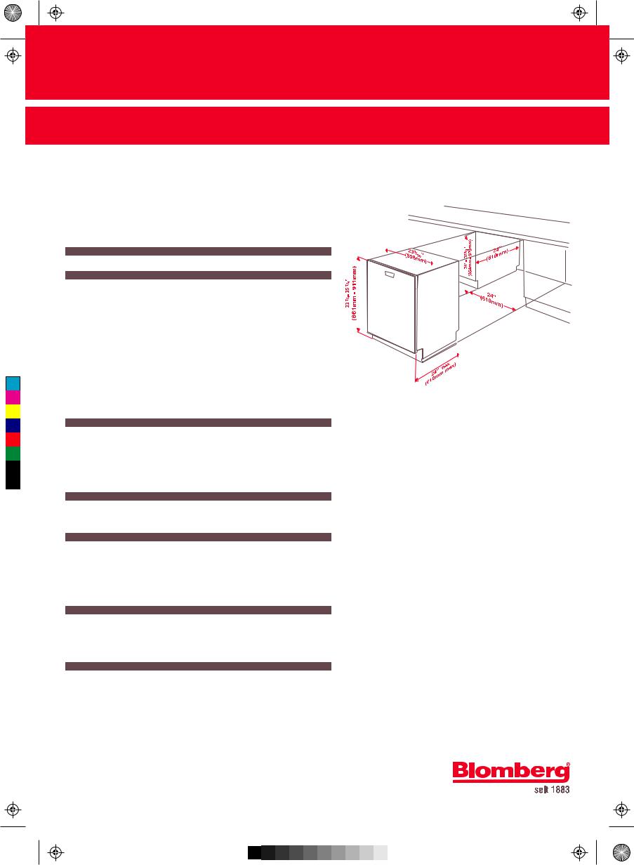 Blomberg DWT24100B, DWT24100SS, DWT24100W Specification Sheet