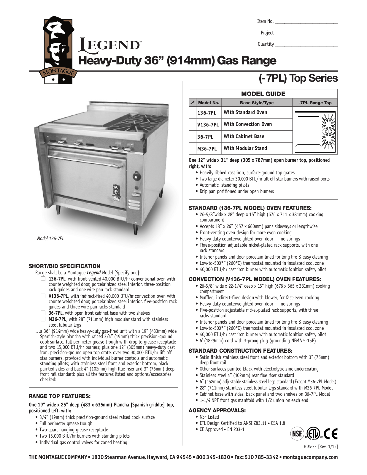 Montague 136-7PL User Manual